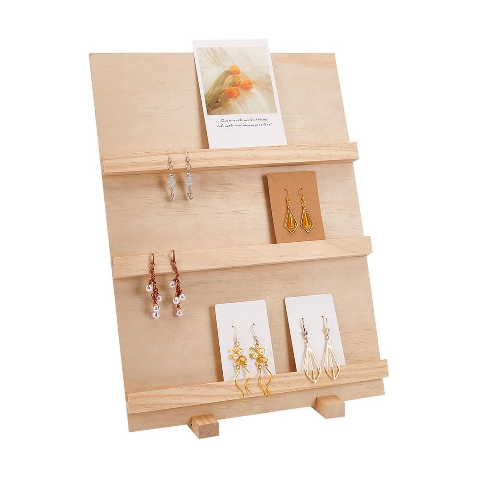 3 Tier Wood Earring Card Holder