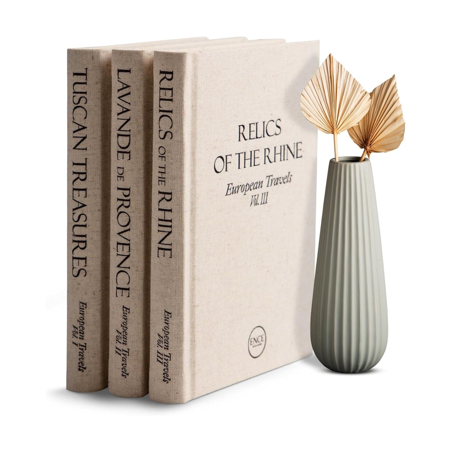 Ence Designs Decorative Books / Linen / Beige / Set of 3