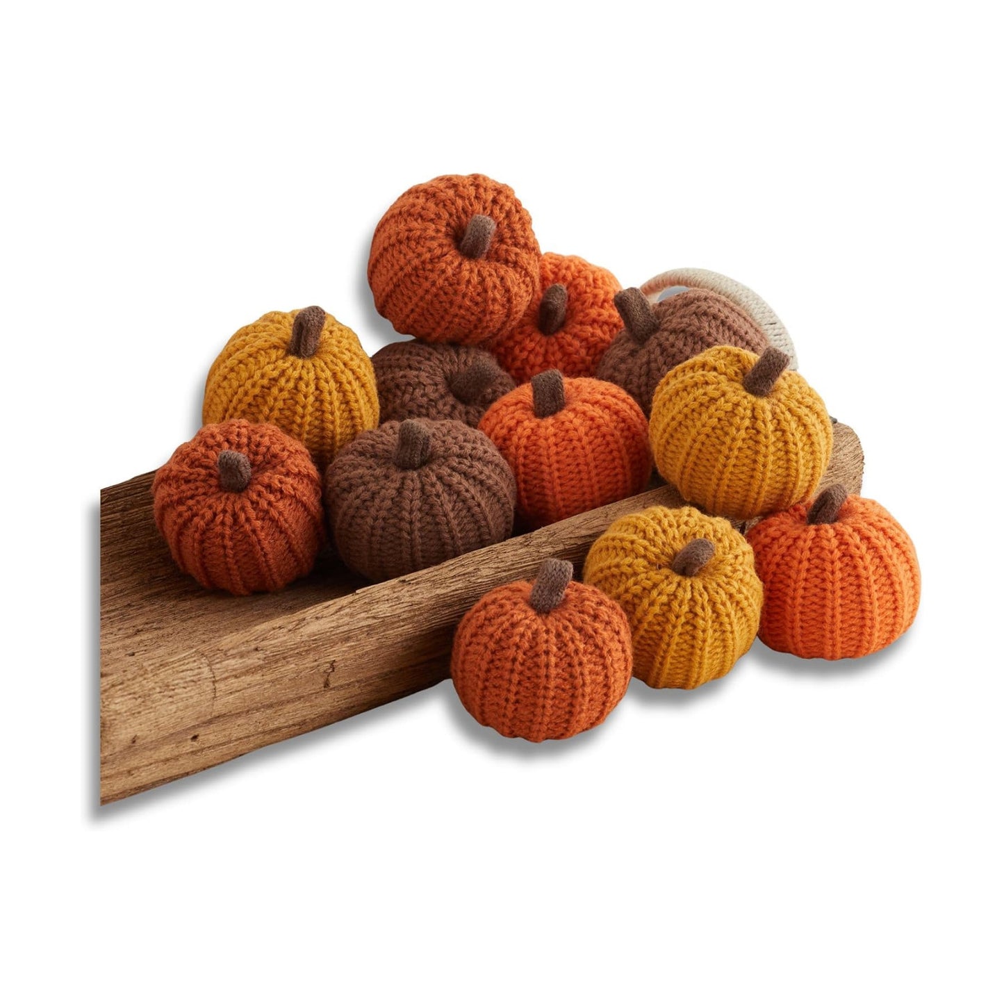 Mini Knit Pumpkins, Orange, Set of 12 (Mini Orange Set 12)