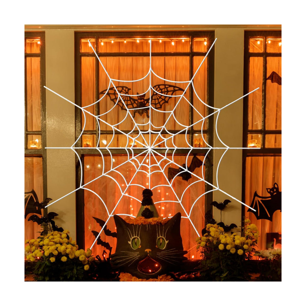 YUNAI Spider Webs Halloween Decorations Outdoor, 5ft White Fake Spider Web, Scary Haunted House Outdoor Wall Decor for Halloween Party Hanging Decorations