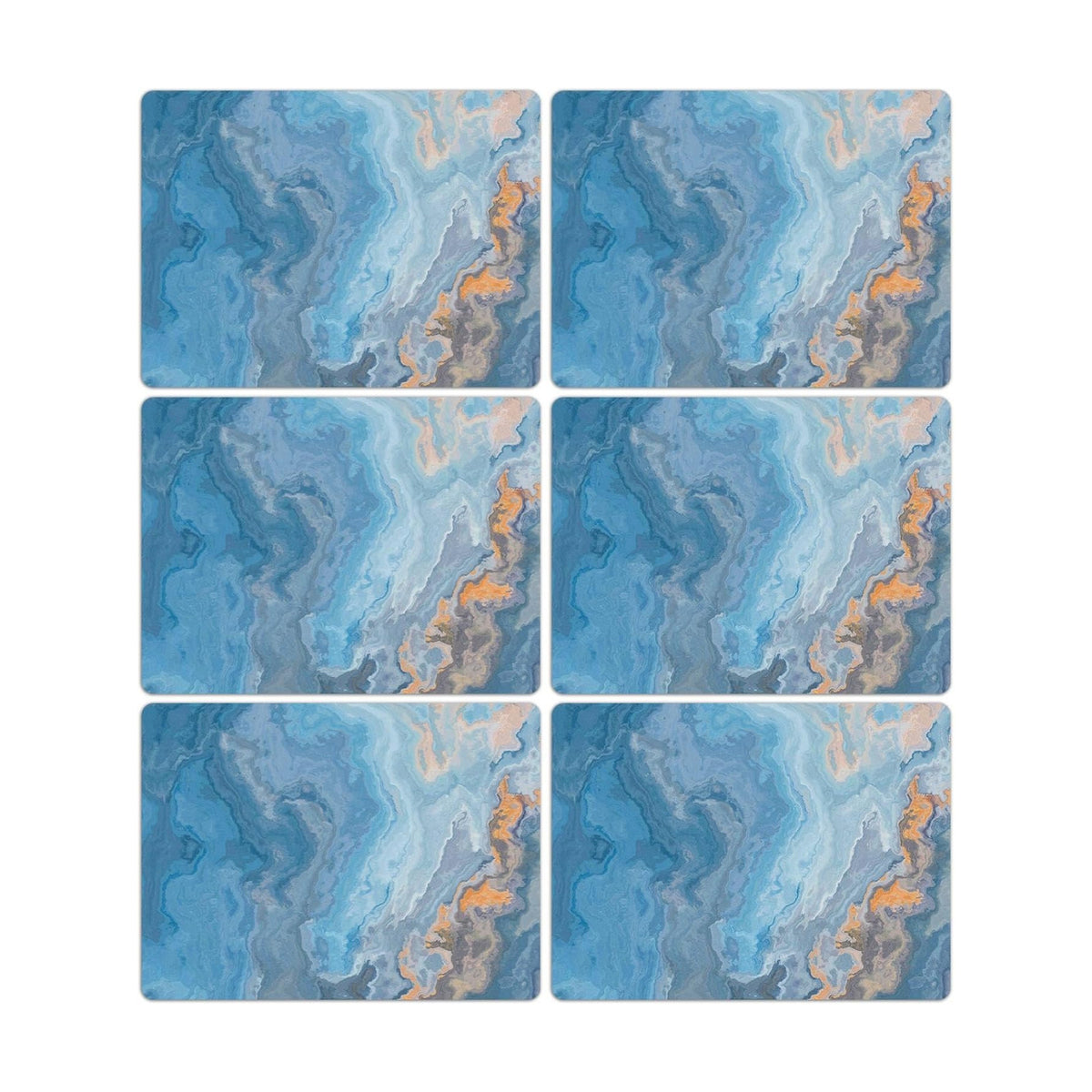Blue Marble Placemats Set of 6 Plastic Table Mat 17×13×0.04in
