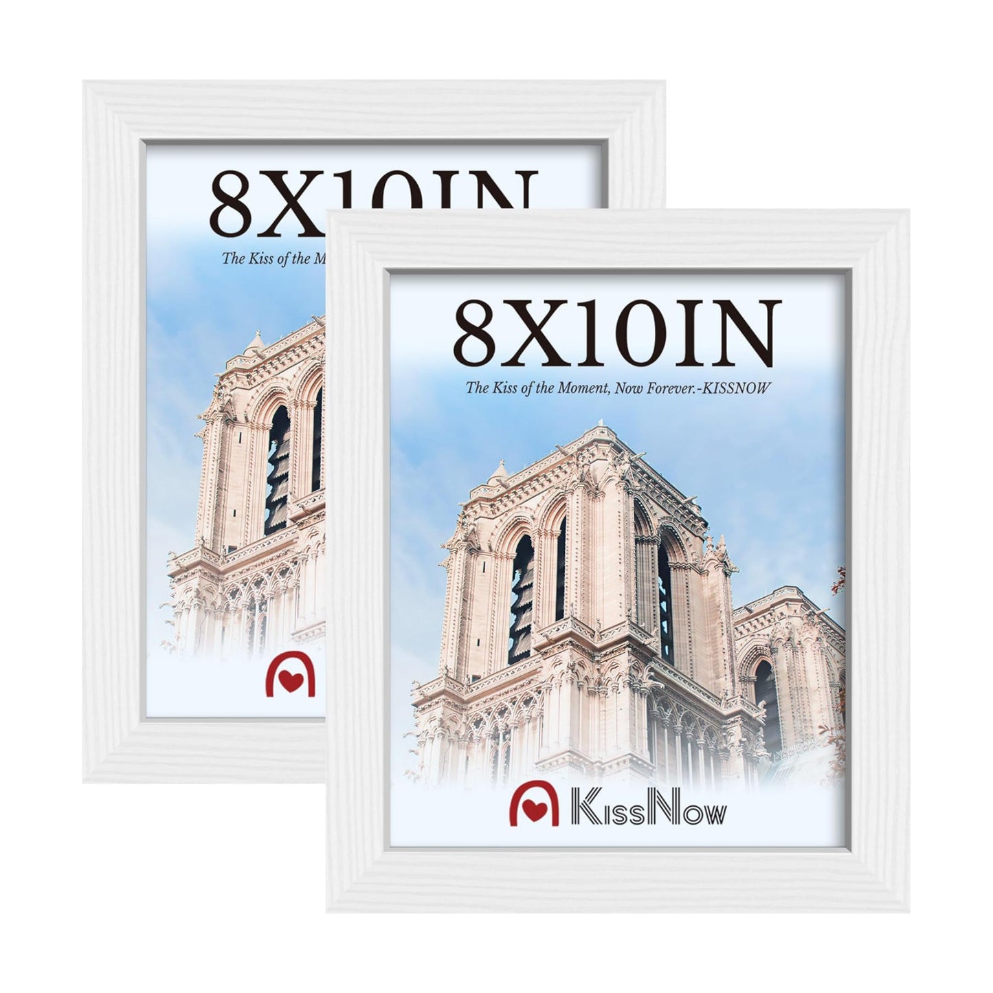 8x10 Picture Frame, White Solid Wood, 2 Pack, Table for Photo, Room | Thick & Wide Border, HD Plexiglass, Wall Hanging