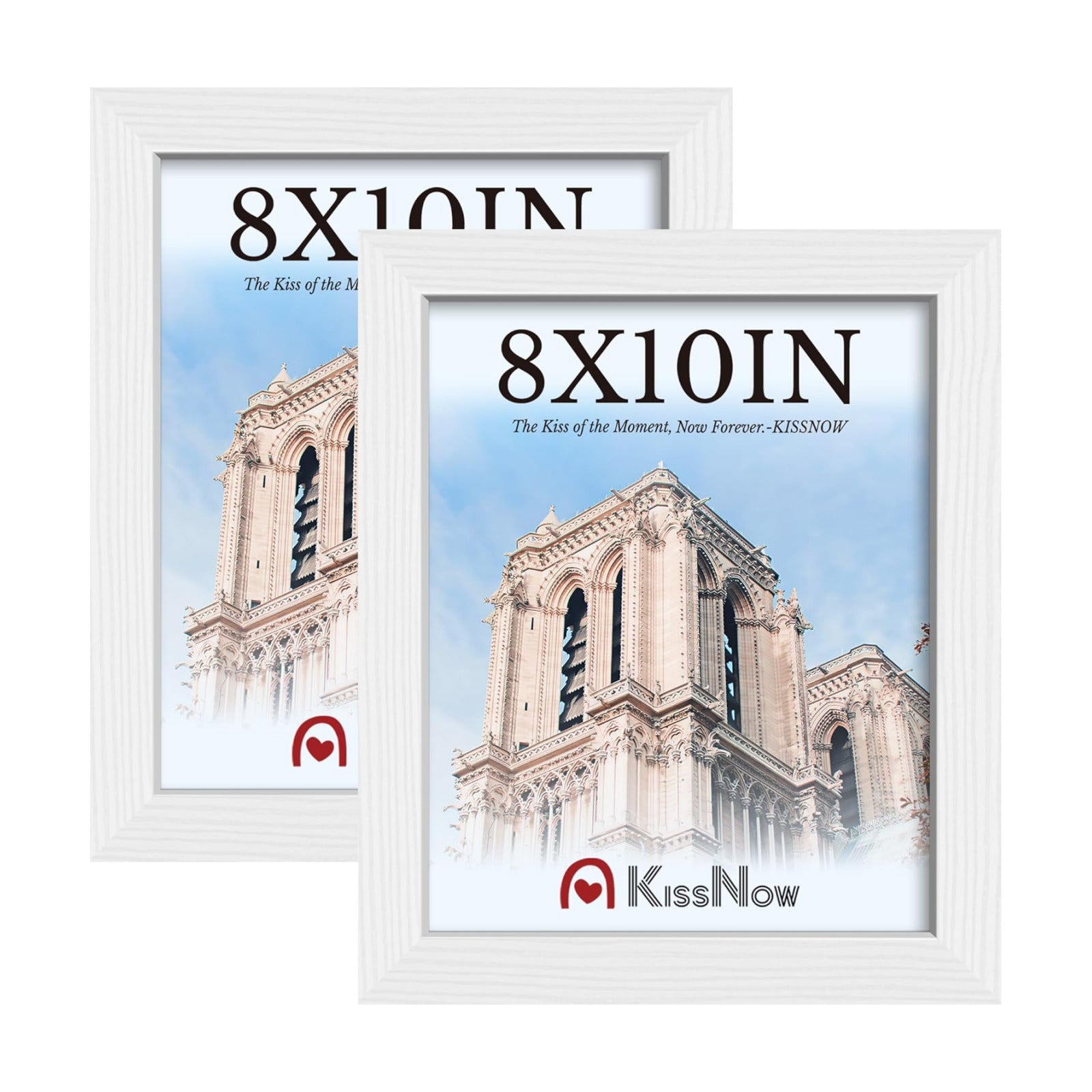 8x10 Picture Frame, White Solid Wood, 2 Pack, Table for Photo, Room | Thick & Wide Border, HD Plexiglass, Wall Hanging