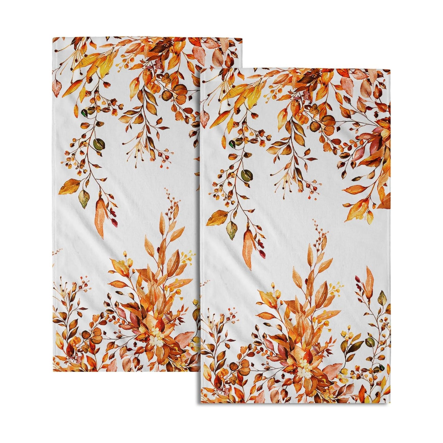 Giwawa Orange Eucalyptus Hand Towels Set of 2 Sage Leaves Soft Absorbent Small Bath Towel Kitchen Dish Guest Towel for