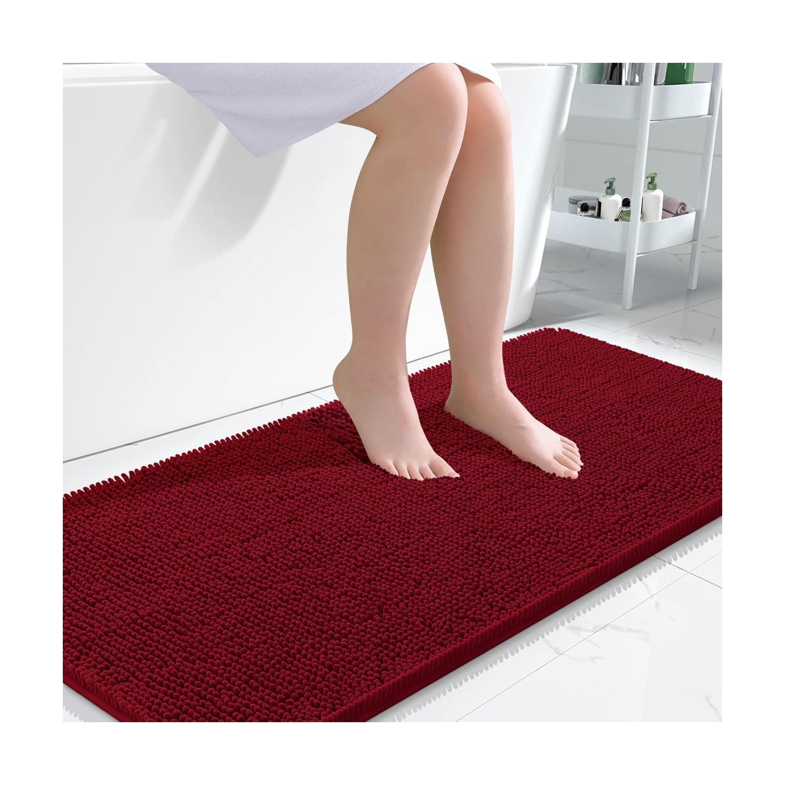 OLANLY Bathroom Runner Rugs 47x24, Extra Soft Absorbent Chenille Bath Rugs