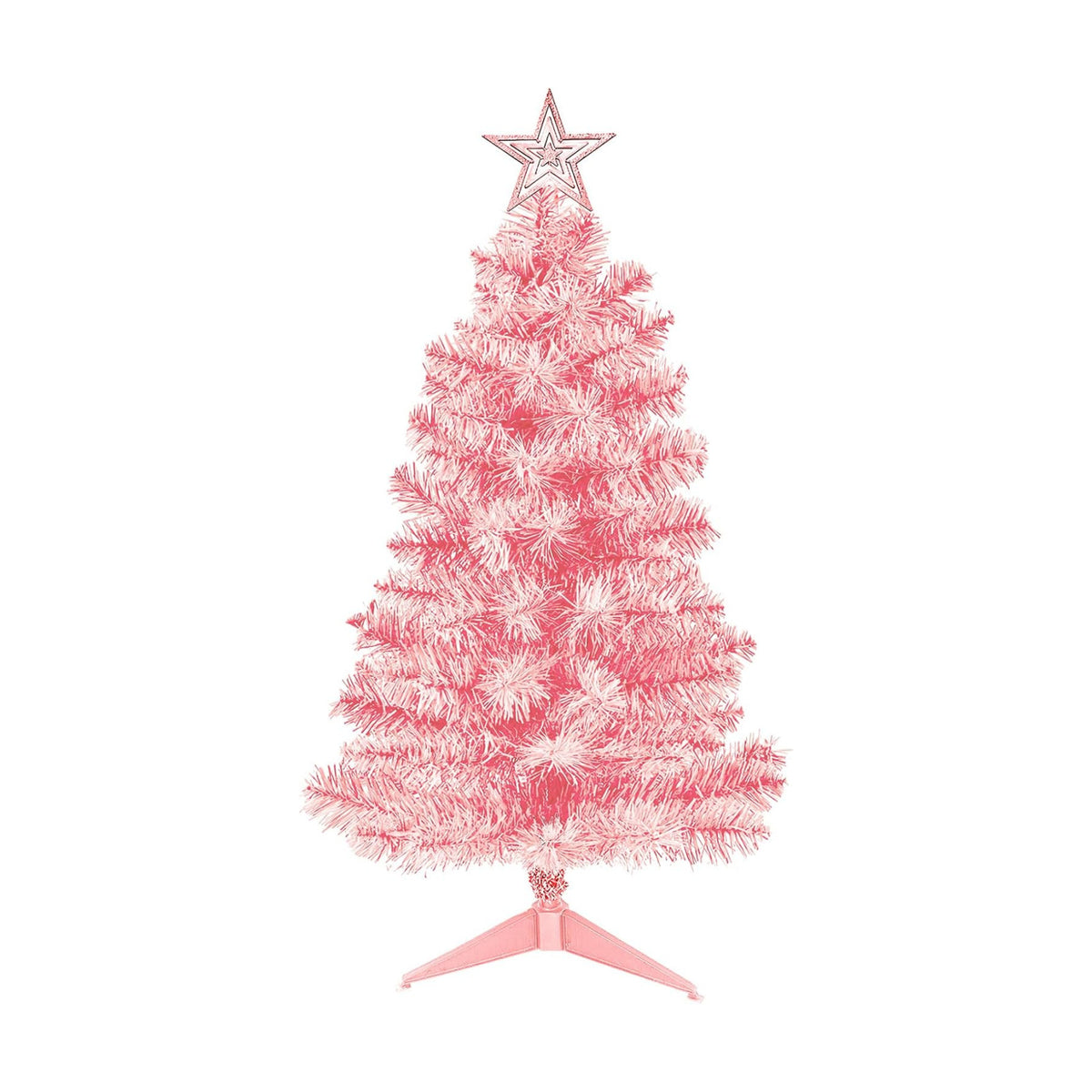 DUUDO 3FT Pink Premium Hinged Artificial Holiday Small Mini Christmas Tree for Tabletop,Home, Office, Indoor and Outdoor Holiday Decoration,Easy Assembly Metal Hinges & Foldable Base