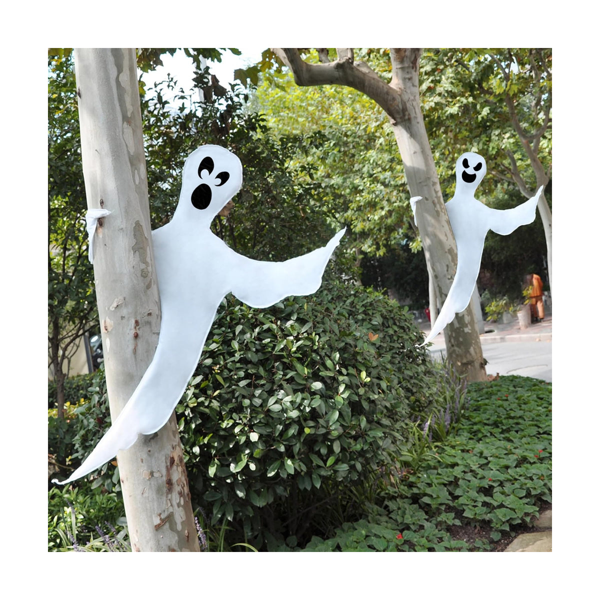 JOYIN Halloween 2 Pcs Tree Wrap Ghost Decoration Outdoor, 53” Bendable Flying Ghost for Trees Yard Lawn Garden Prop, Party Supplies, Haunted House Indoor Decor