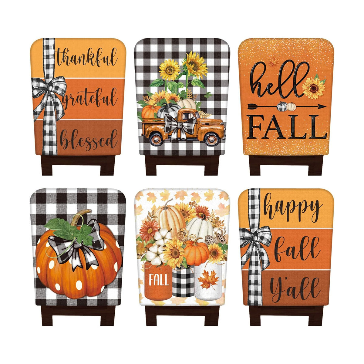 6 Pcs Fall Chair Covers, Maple Leaves Dining Chair Slipcovers