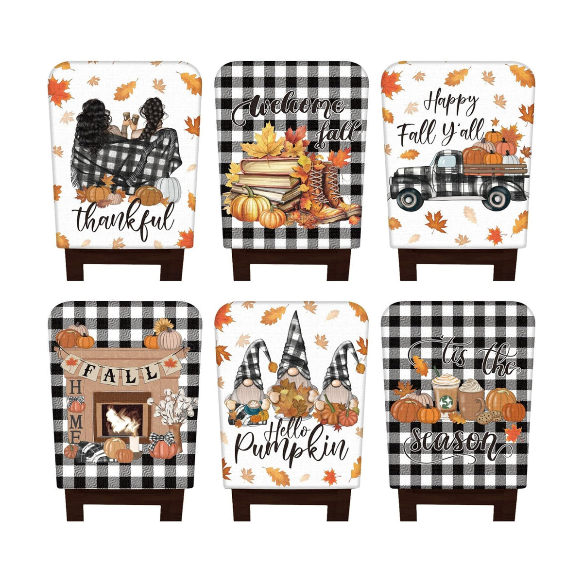 6 Pcs Fall Chair Covers, Classic Pumpkin Dining Chair Slipcovers