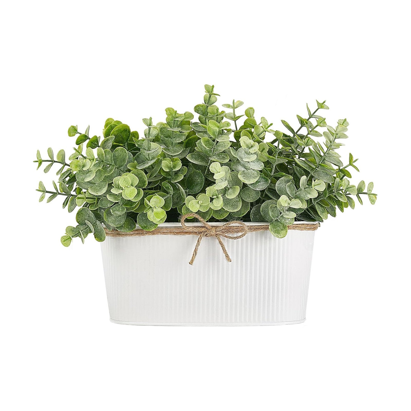 Fake Eucalyptus Plants Indoor for Farmhouse Home Decor Artificial Faux Plants in Rustic / White