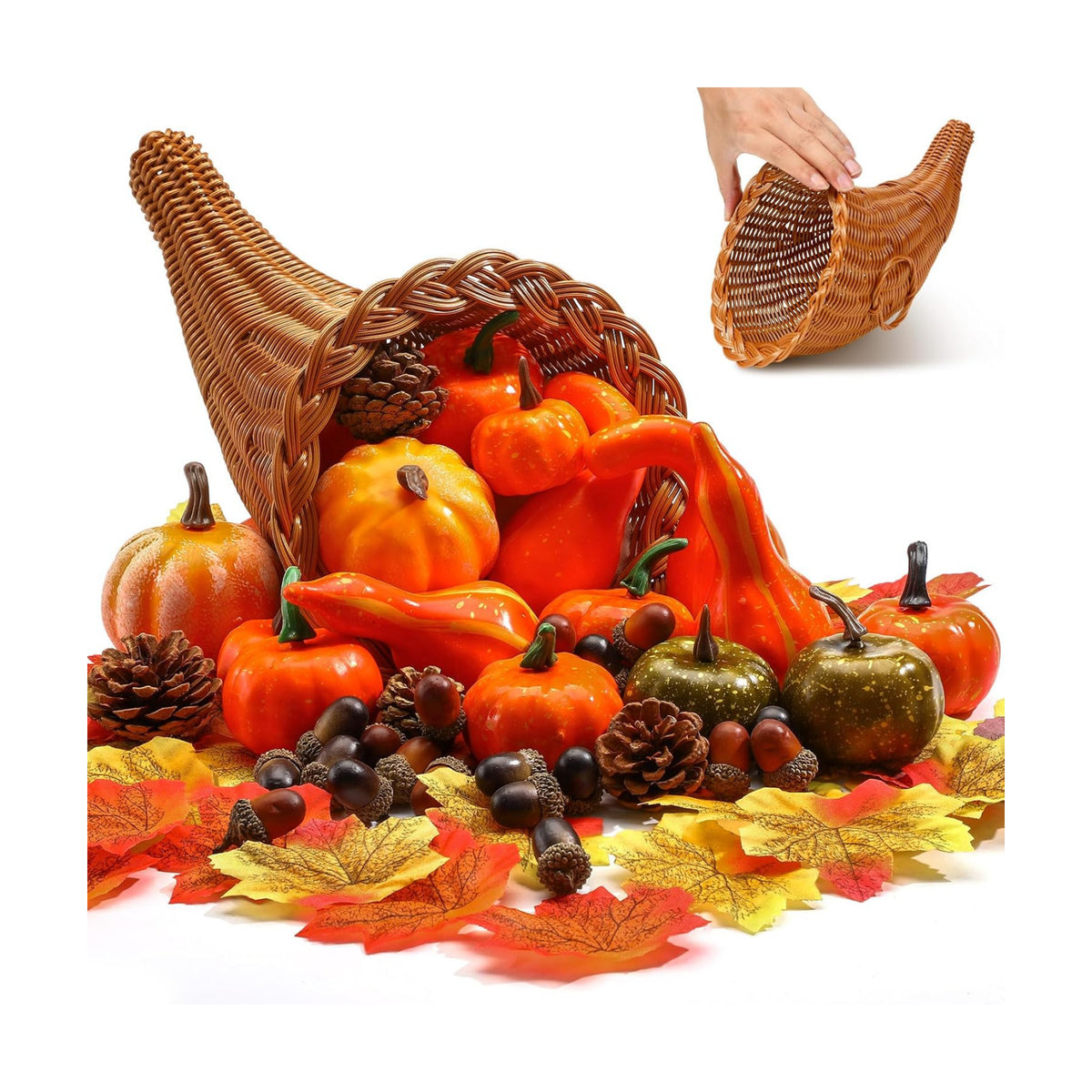Fall Cornucopia Basket Fall Table Centerpieces 13.78'', Classic