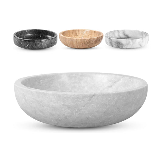 7.8" Diameter & 2" Height / White/gray - Travertine