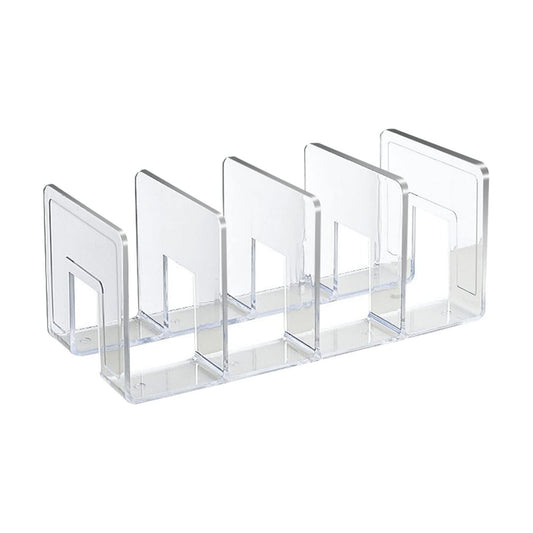 Bookends Transparent Color Simple 4 Compartments Acrylic Book Shelf Holder / Clear