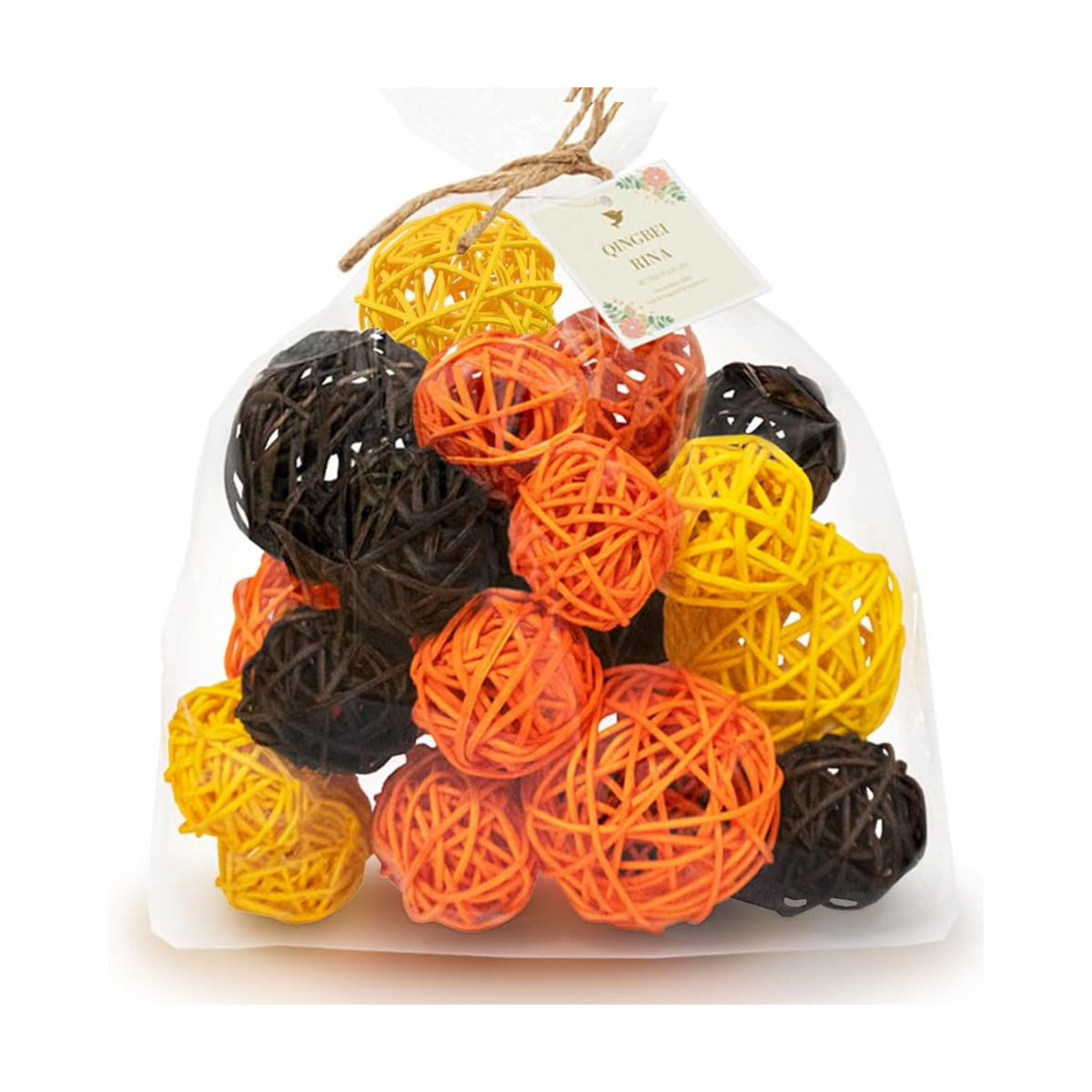 Qingbei Rina 20 PCS Fall Decorative Balls for Bowls, Orange Yellow Brown