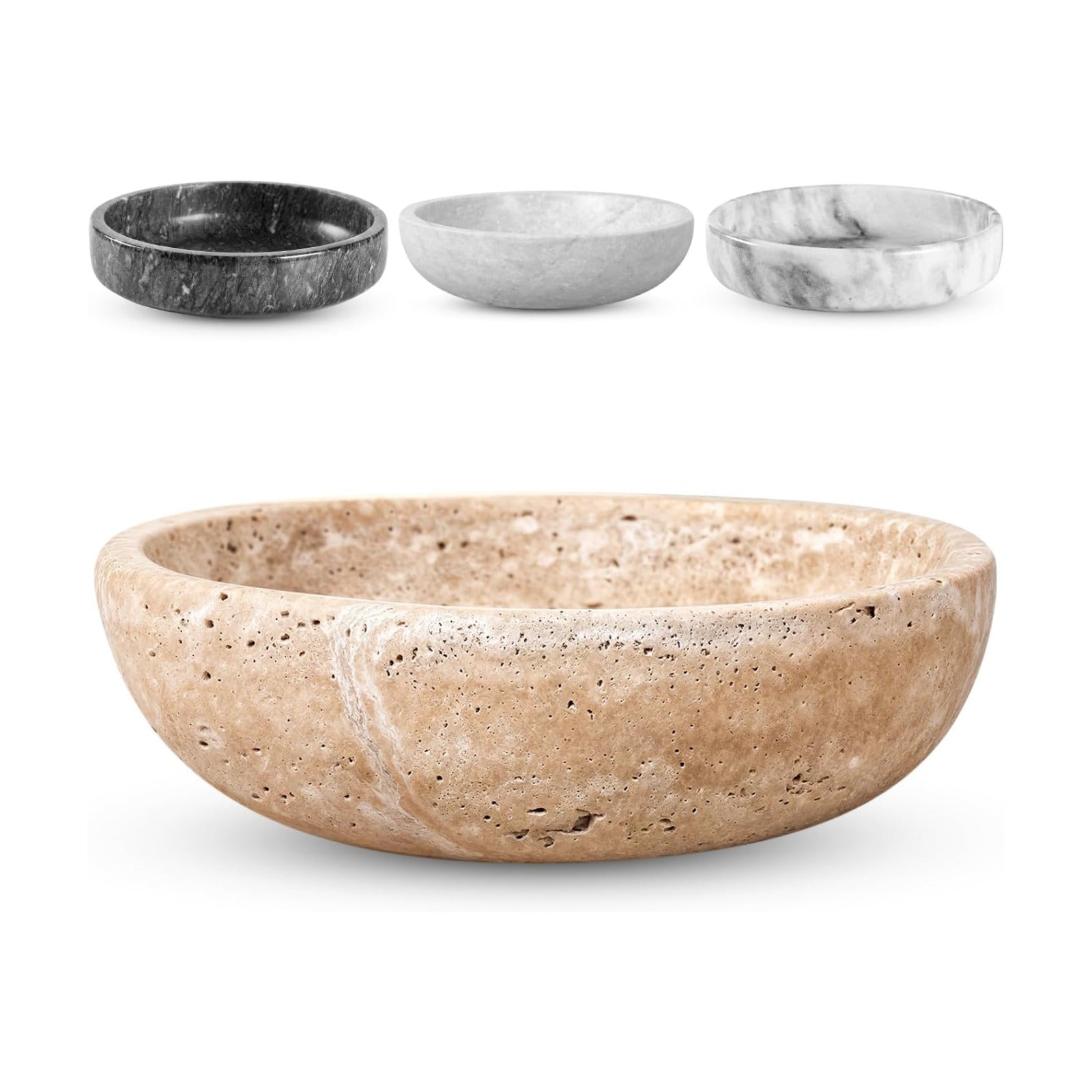 7.8" Diameter & 2" Height / Beige/natural - Travertine