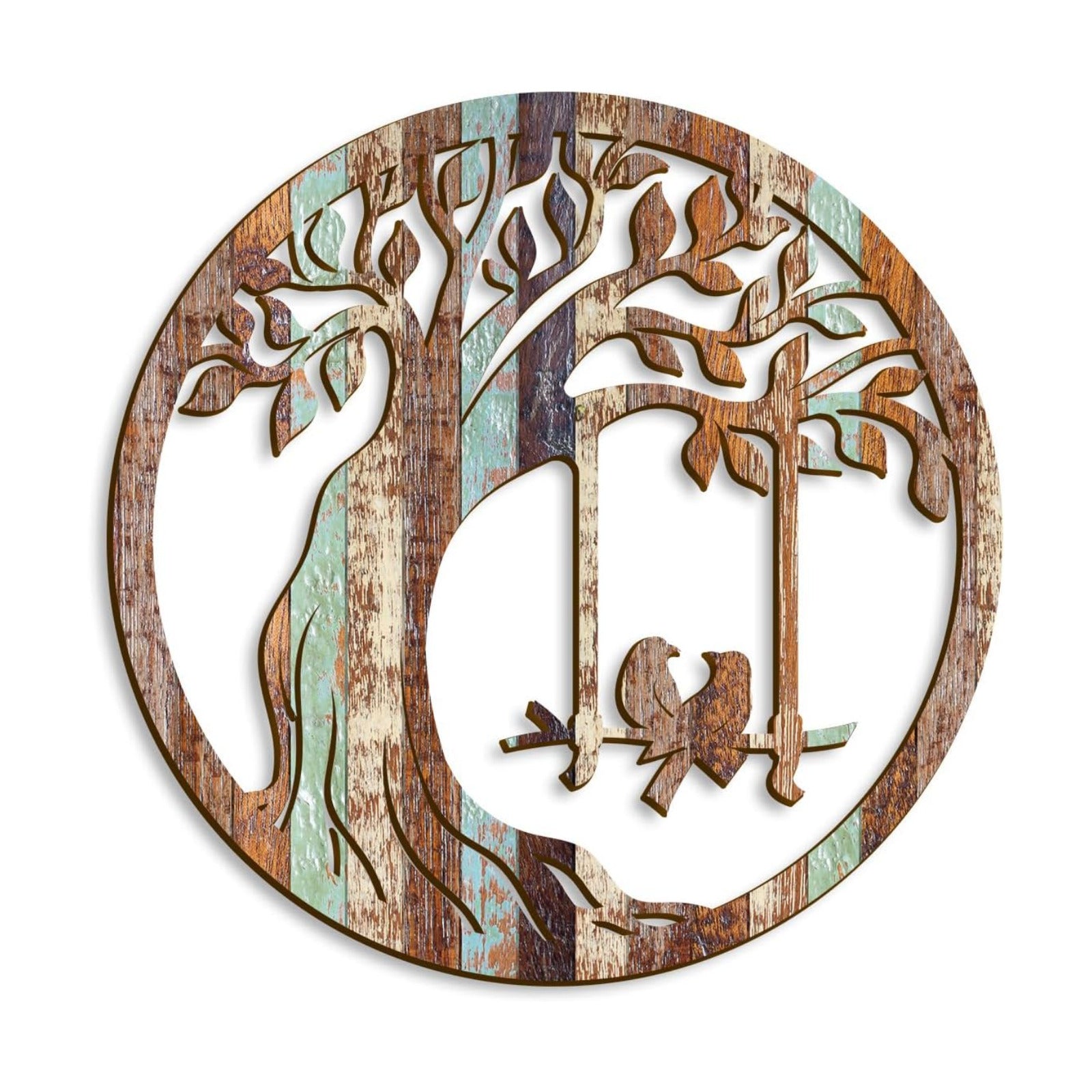 Wooden Wall Plaque of Tree of Life Birds Rustic Wall Hanging Decor / Brown