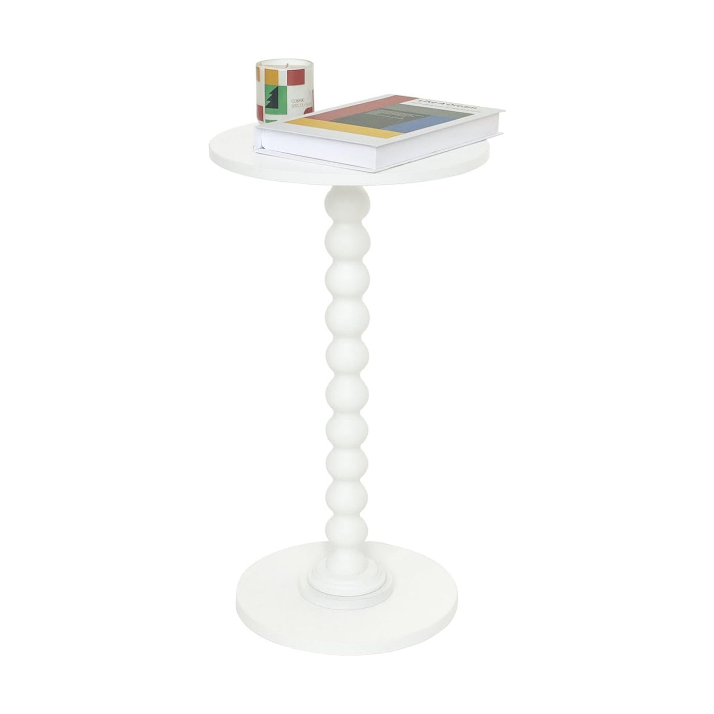Fultyle Round Side Table, Small Drink Table for Small Spaces, Modern Accent End Table Nightstand with Solid Wood Leg