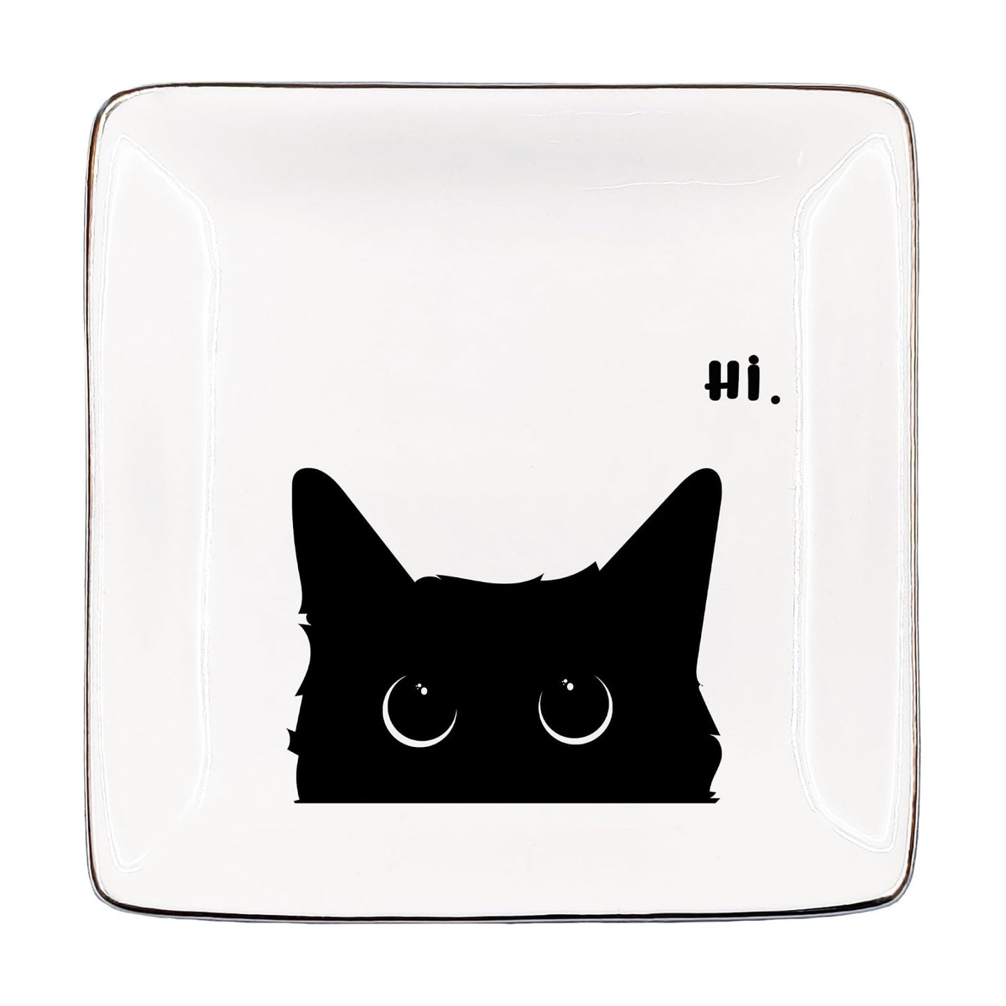 Ceramic Jewelry Tray for Rings & Earring / Hi Cat / Black