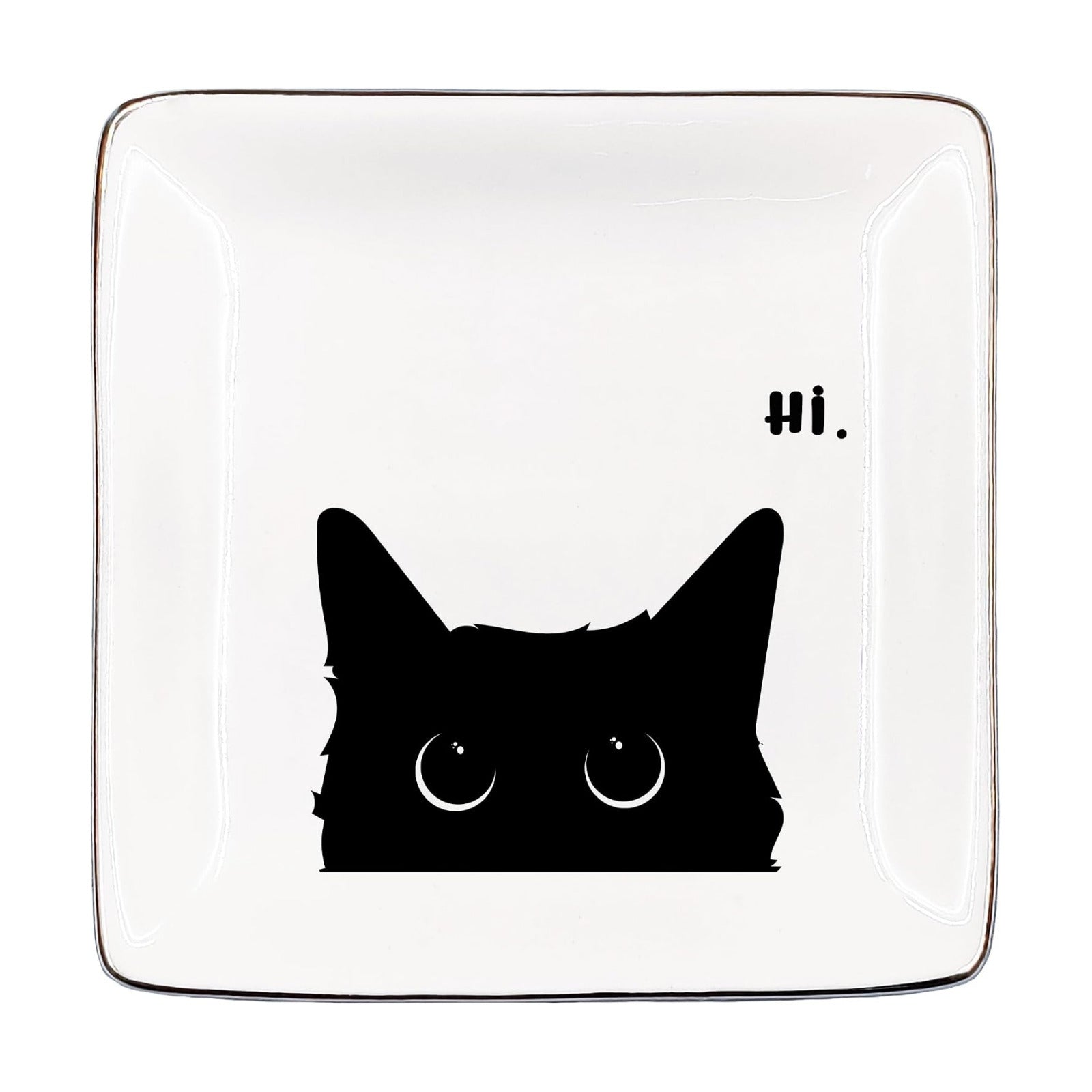 Ceramic Jewelry Tray for Rings & Earring / Hi Cat / Black