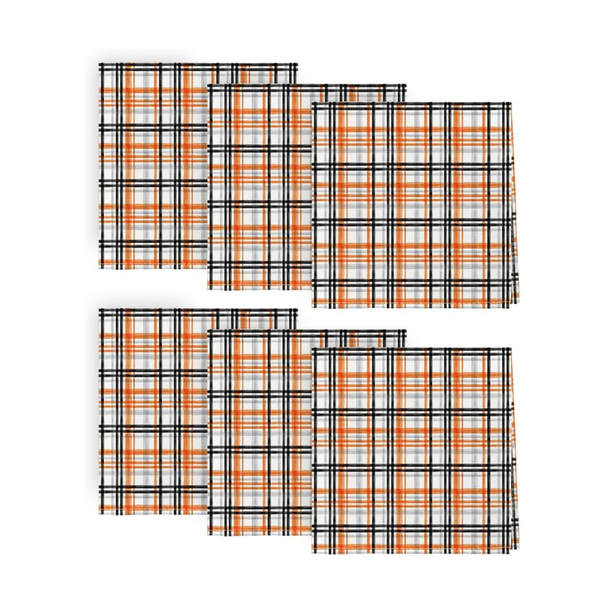 Horaldaily Halloween Cloth Napkins, Orange Buffalo Plaid Napkins Set of 6