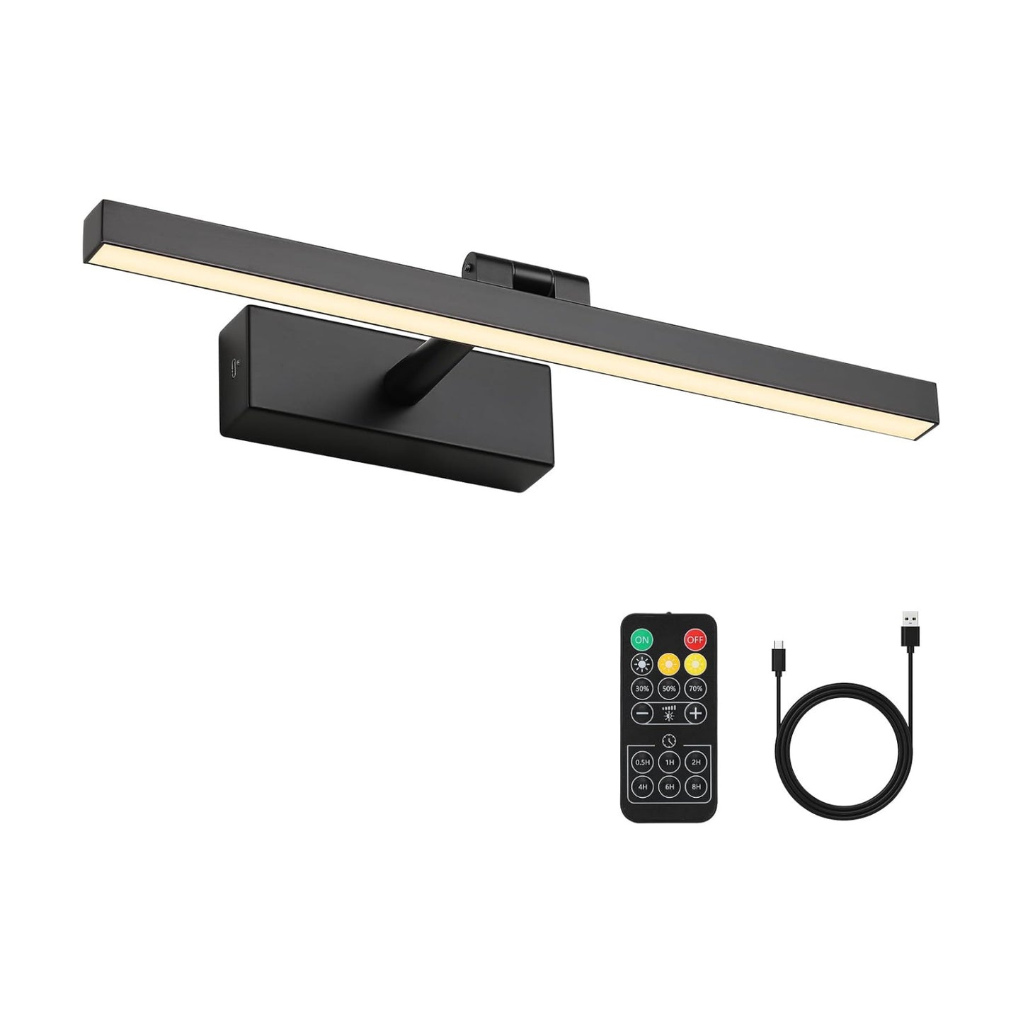 Joosenhouse Wireless Picture Light Battery Operated Gallery Light with Remote Control Rechargeable Wall Lights Black