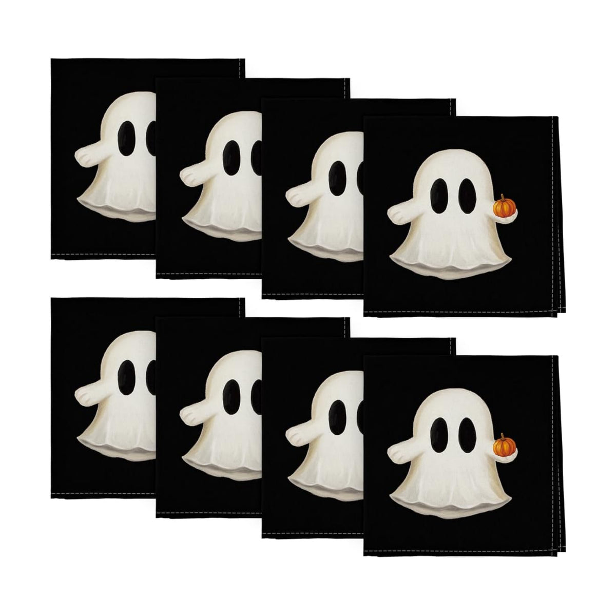 Horaldaily Halloween Cloth Napkins, Dots Pumpkin Ghost Napkins Set of 8