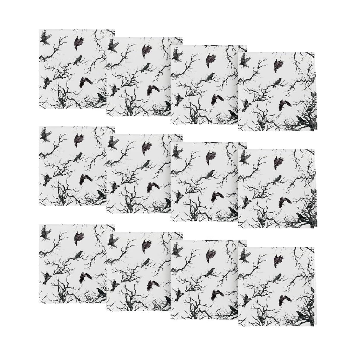 Horaldaily Halloween Cloth Napkins, Crow Tree Napkins Set of 12