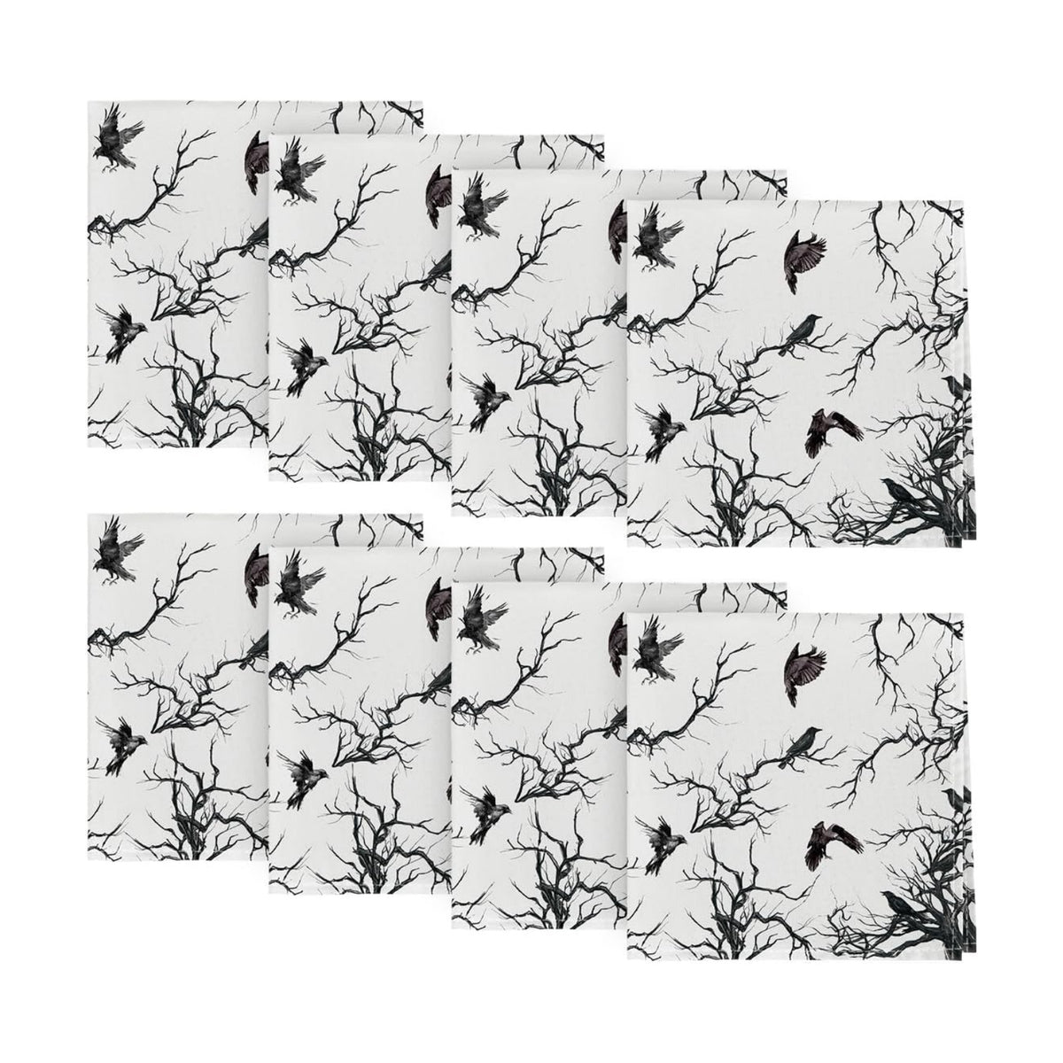 Horaldaily Halloween Cloth Napkins, Crow Tree Napkins Set of 8