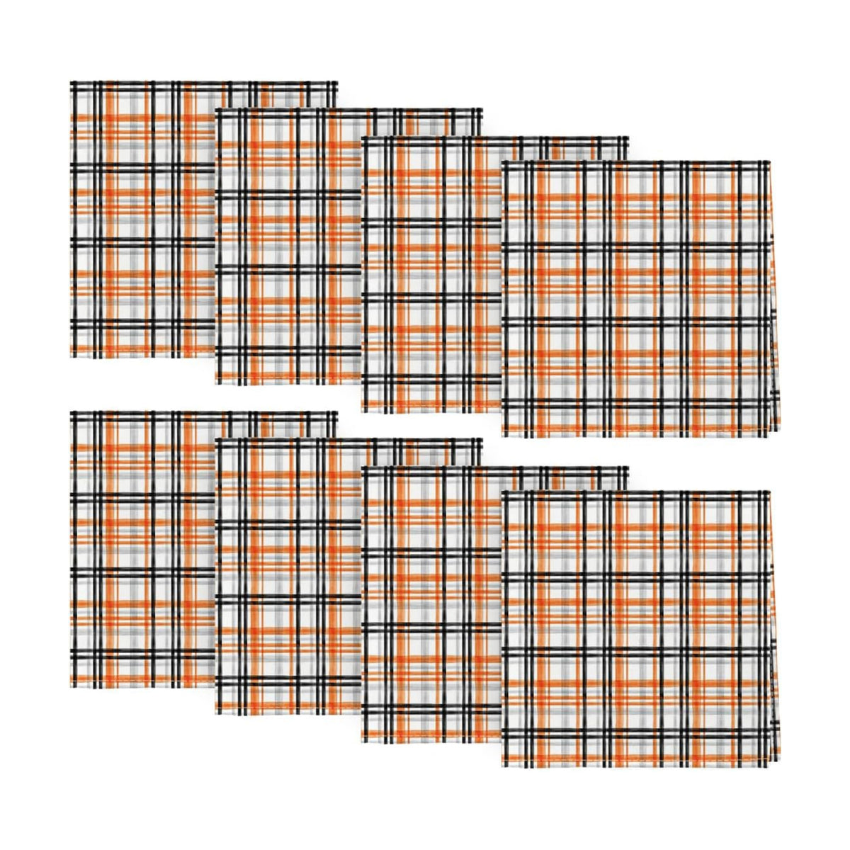 Horaldaily Halloween Cloth Napkins, Orange Buffalo Plaid Napkins Set of 8
