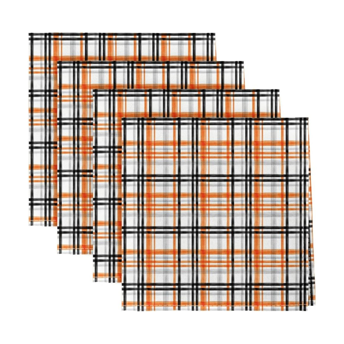 Horaldaily Halloween Cloth Napkins, Orange Buffalo Plaid Napkins Set of 4