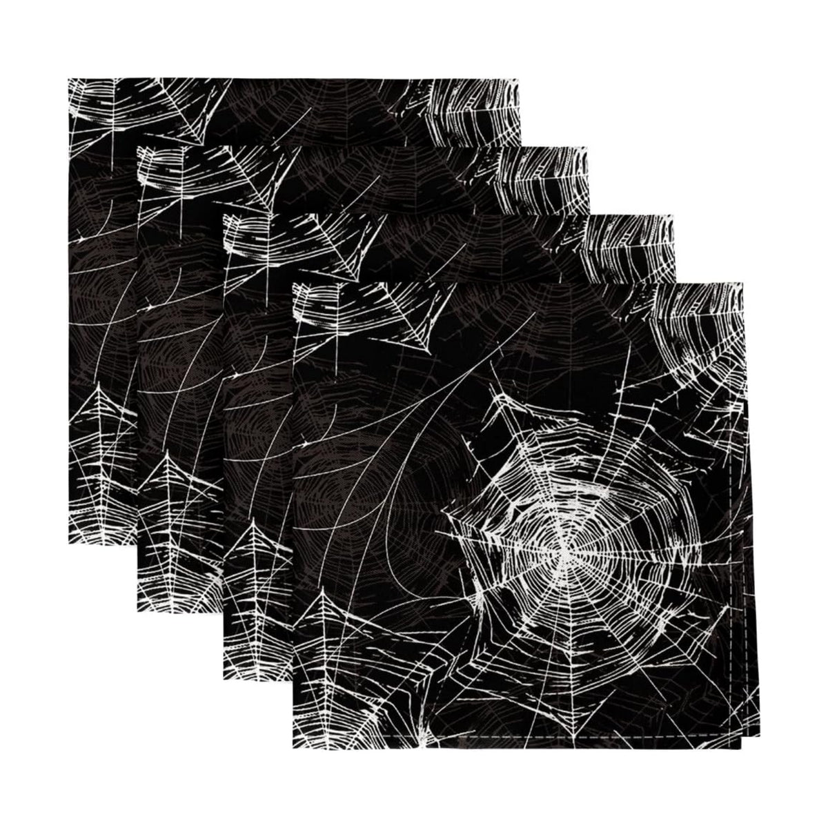Horaldaily Halloween Cloth Napkins, Black Cobweb Napkins Set of 4