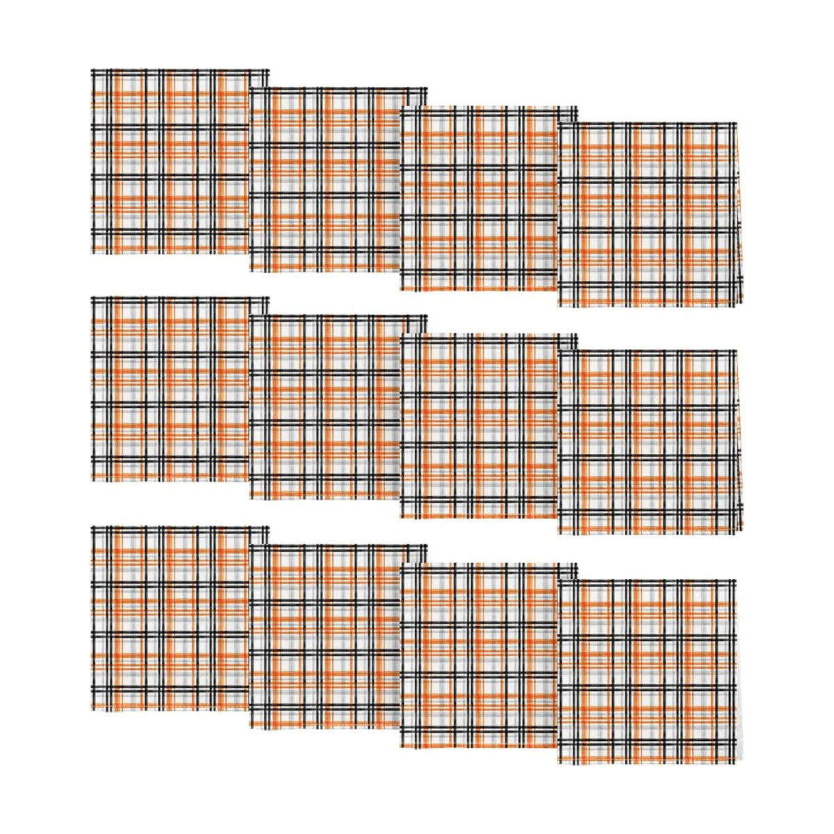 Horaldaily Halloween Cloth Napkins, Orange Buffalo Plaid Napkins Set of 12