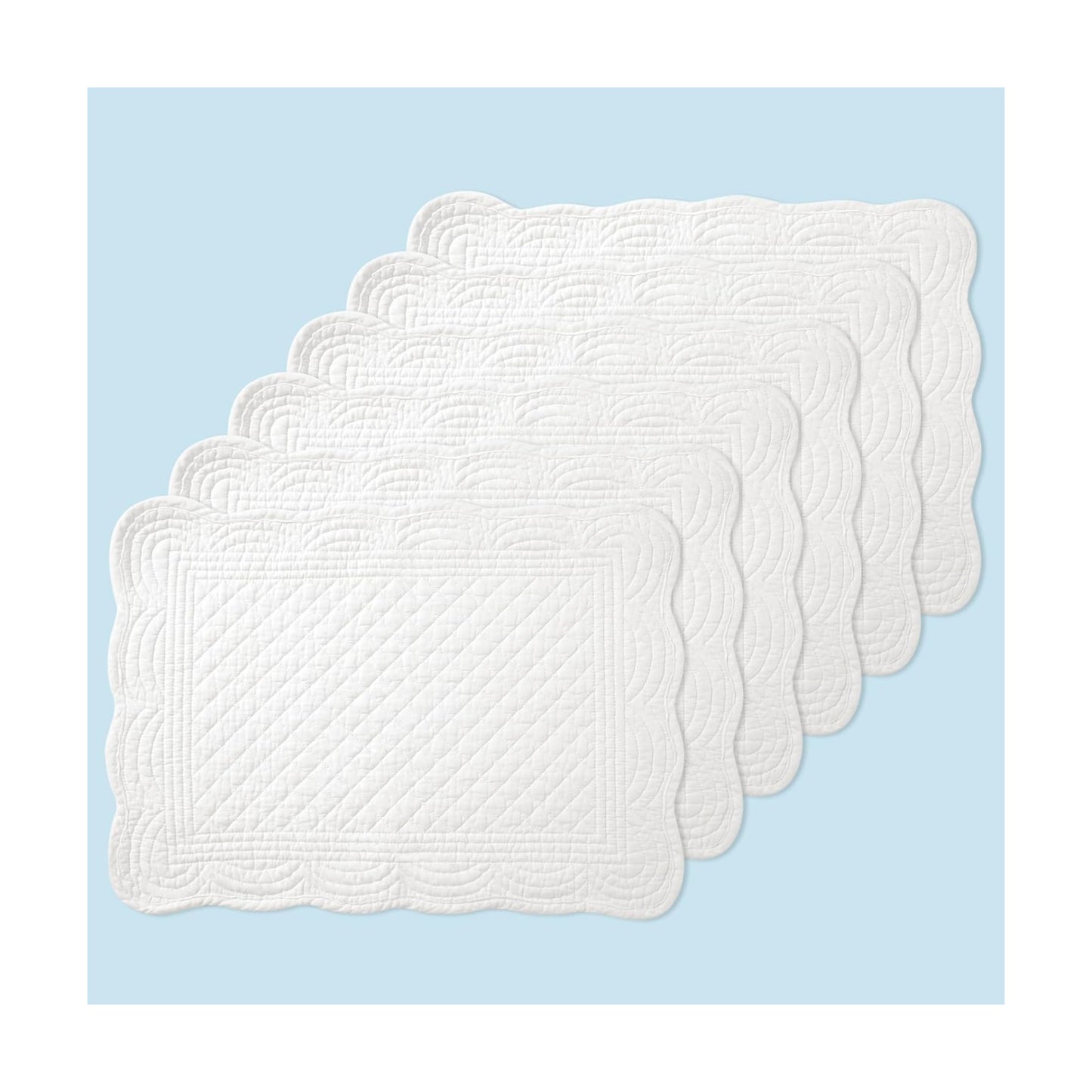 6 PC Quilted Placemats, 18"X13"Extra Large Cotton Placemats Set of 6, 100% Cotton Fabric Washable Cloth Table Mats for