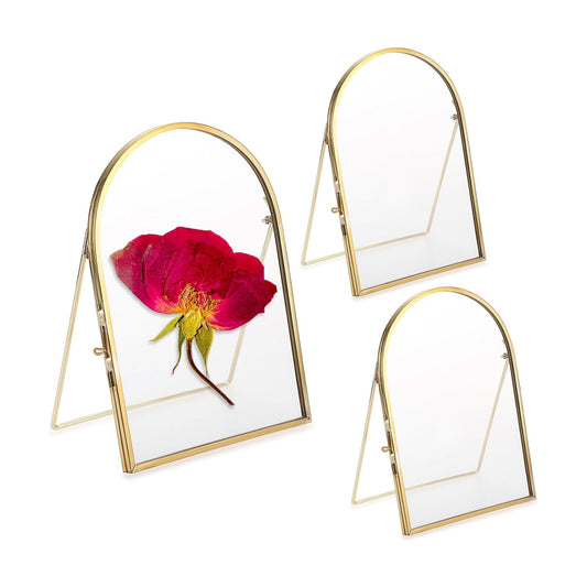Arch Double Sided Glass Frame Floating / 5 x 7 / Gold / Set of 3