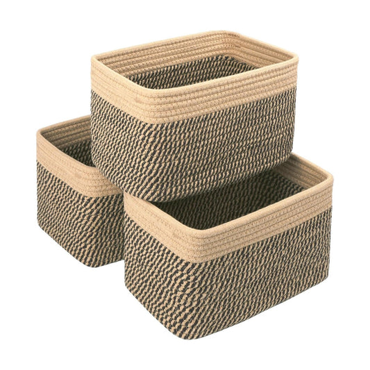 Bathroom Storage Basket / Camel & Mixed Black / 10.6 x 6.7 x 6.7