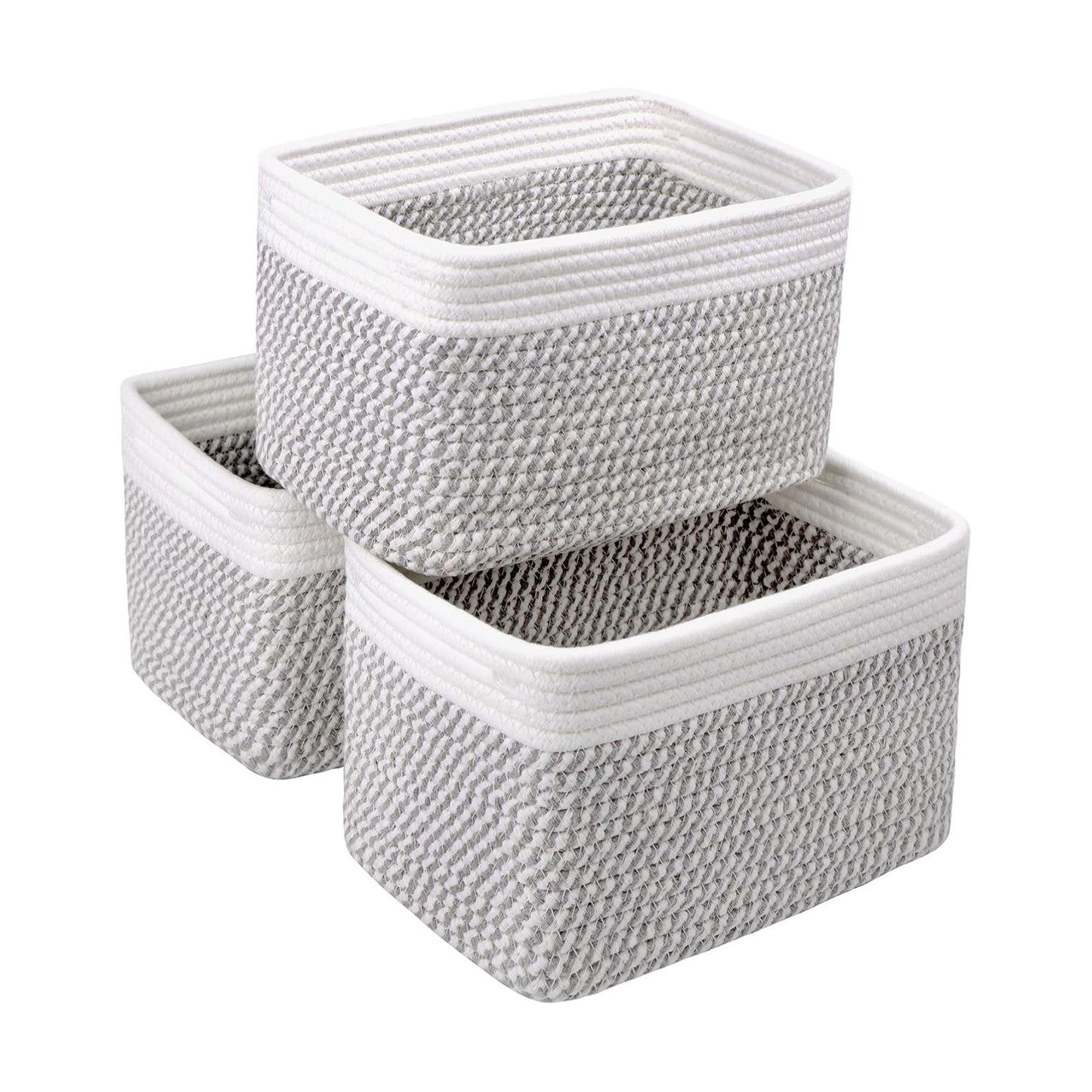 Bathroom Storage Basket / White & Mixed Grey / 10.6 x 6.7 x 6.7