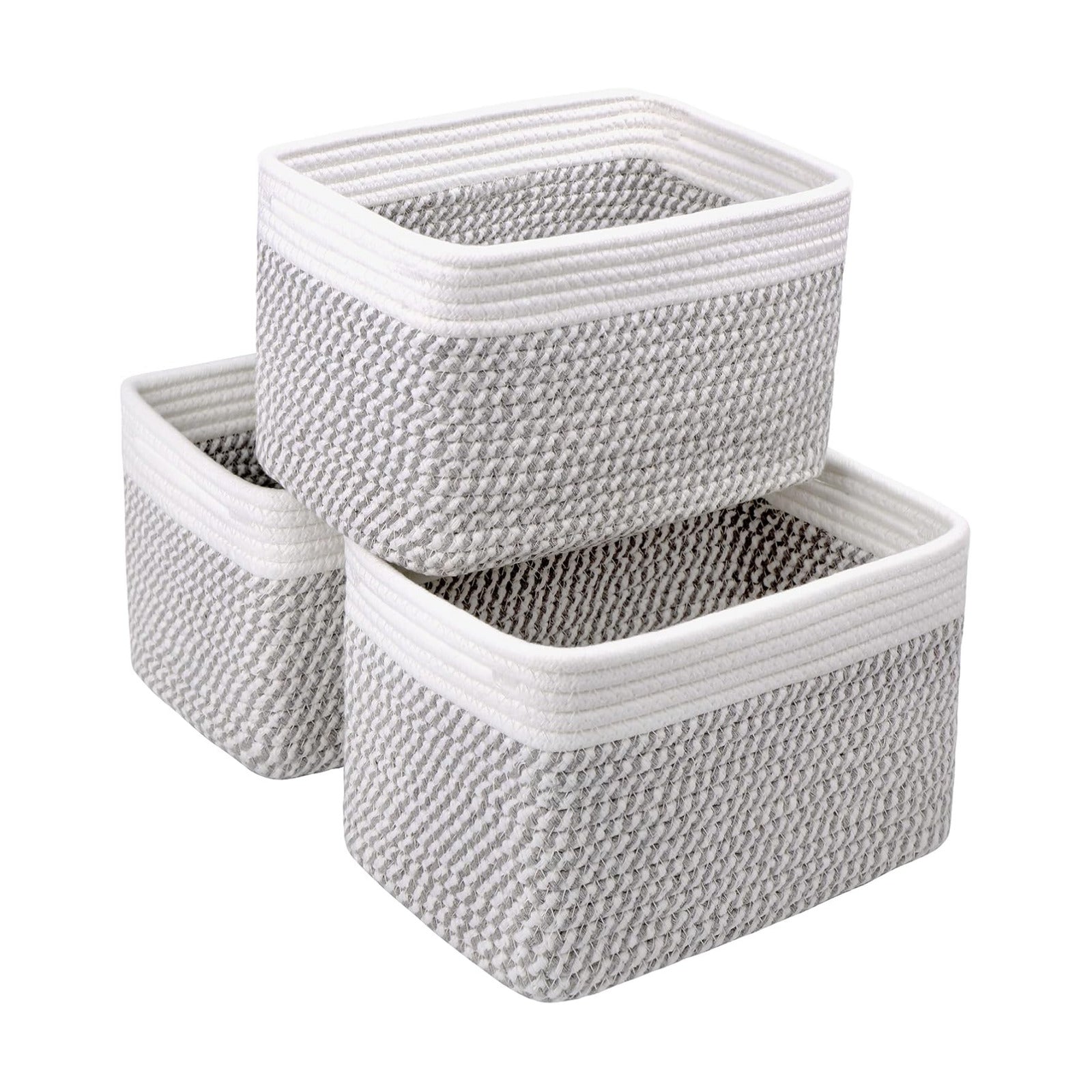 Bathroom Storage Basket / White & Mixed Grey / 10.6 x 6.7 x 6.7