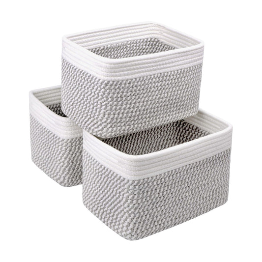 Bathroom Storage Basket / White & Mixed Grey / 10.6 x 6.7 x 6.7