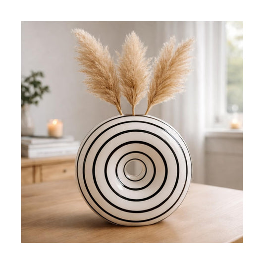 Ceramic Donut Vase Hand-Painted Glossy Finish / Large