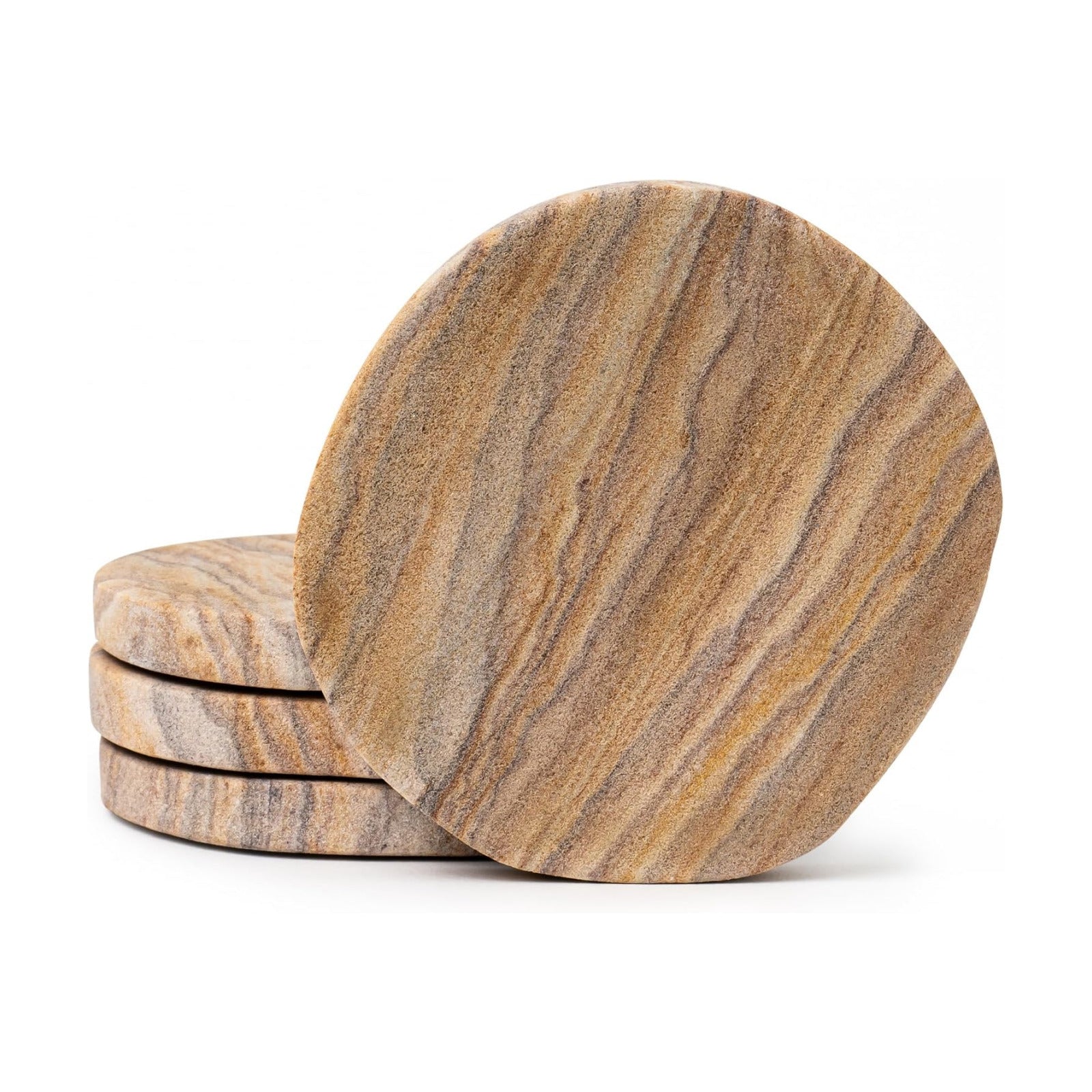 Water Absorbing Sandstone Coasters for Drinks / Set of 4