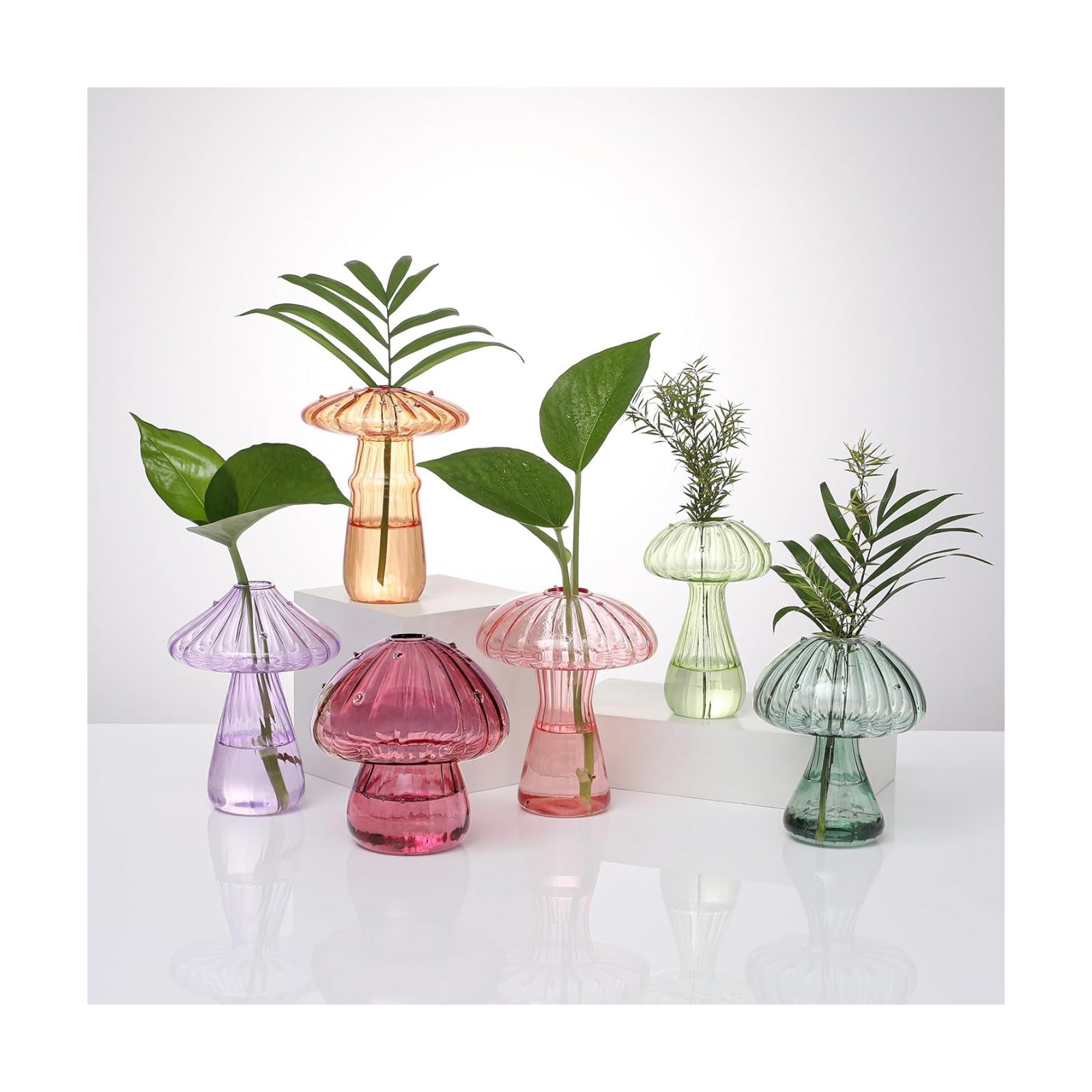 Mushroom Glass Vases / Set of 6