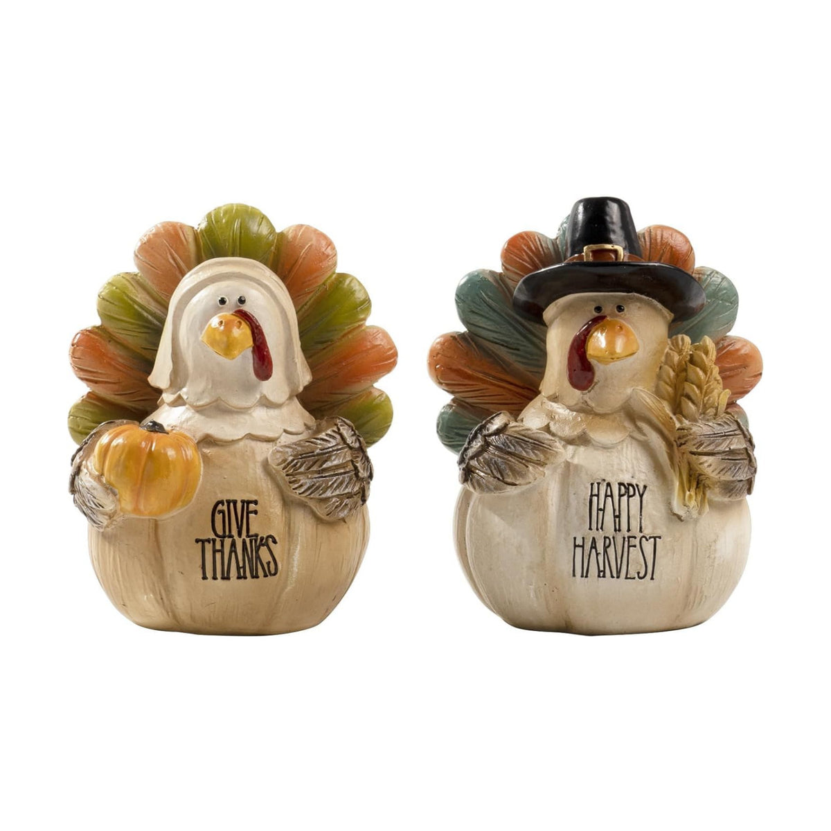 2pcs Turkey Figurine, Thanksgiving Home Decor Indoor Table Mantel