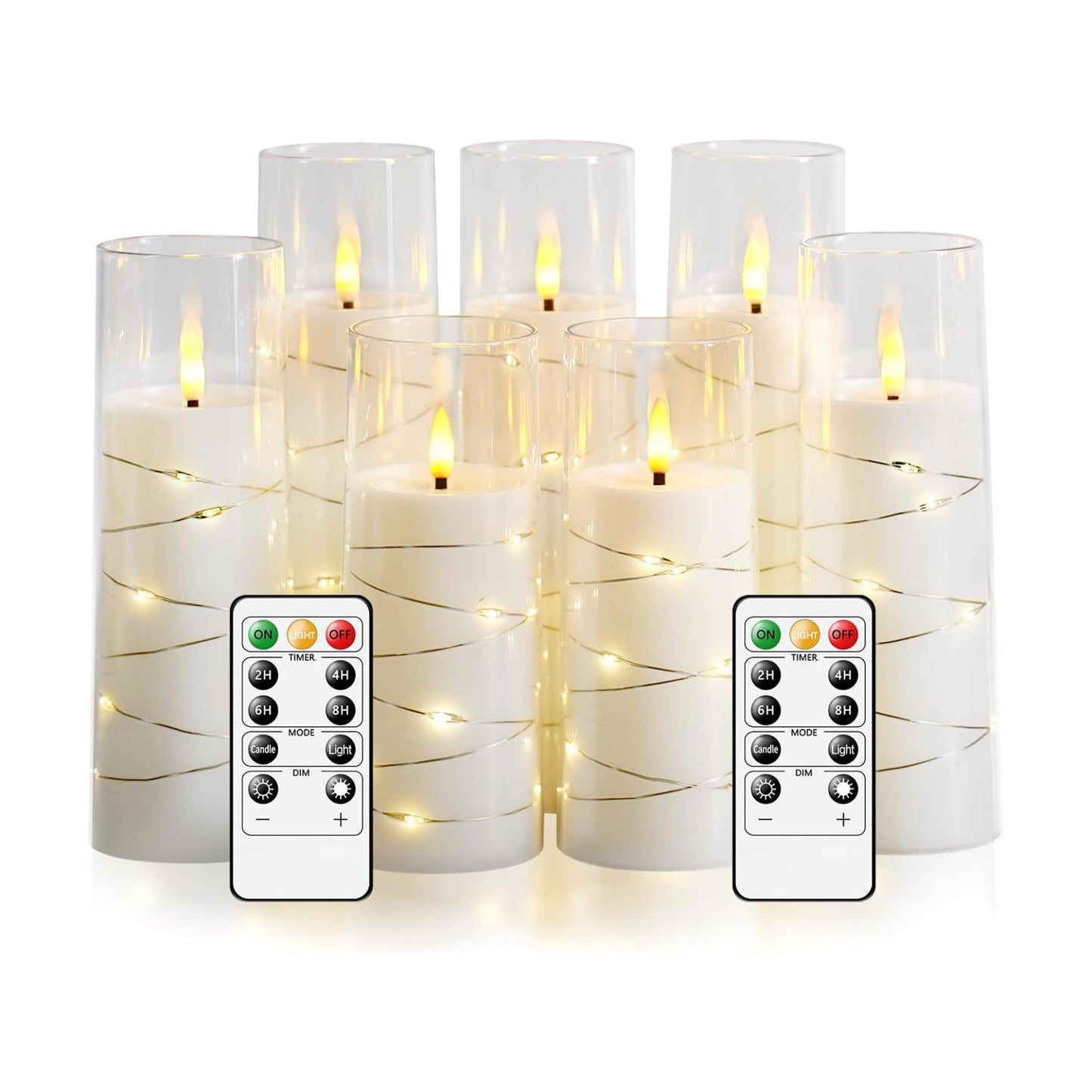 Flameless Candles,with Embedded Star String, Battery Operated Candles Flickering LED Pillar Candles with Remote Control