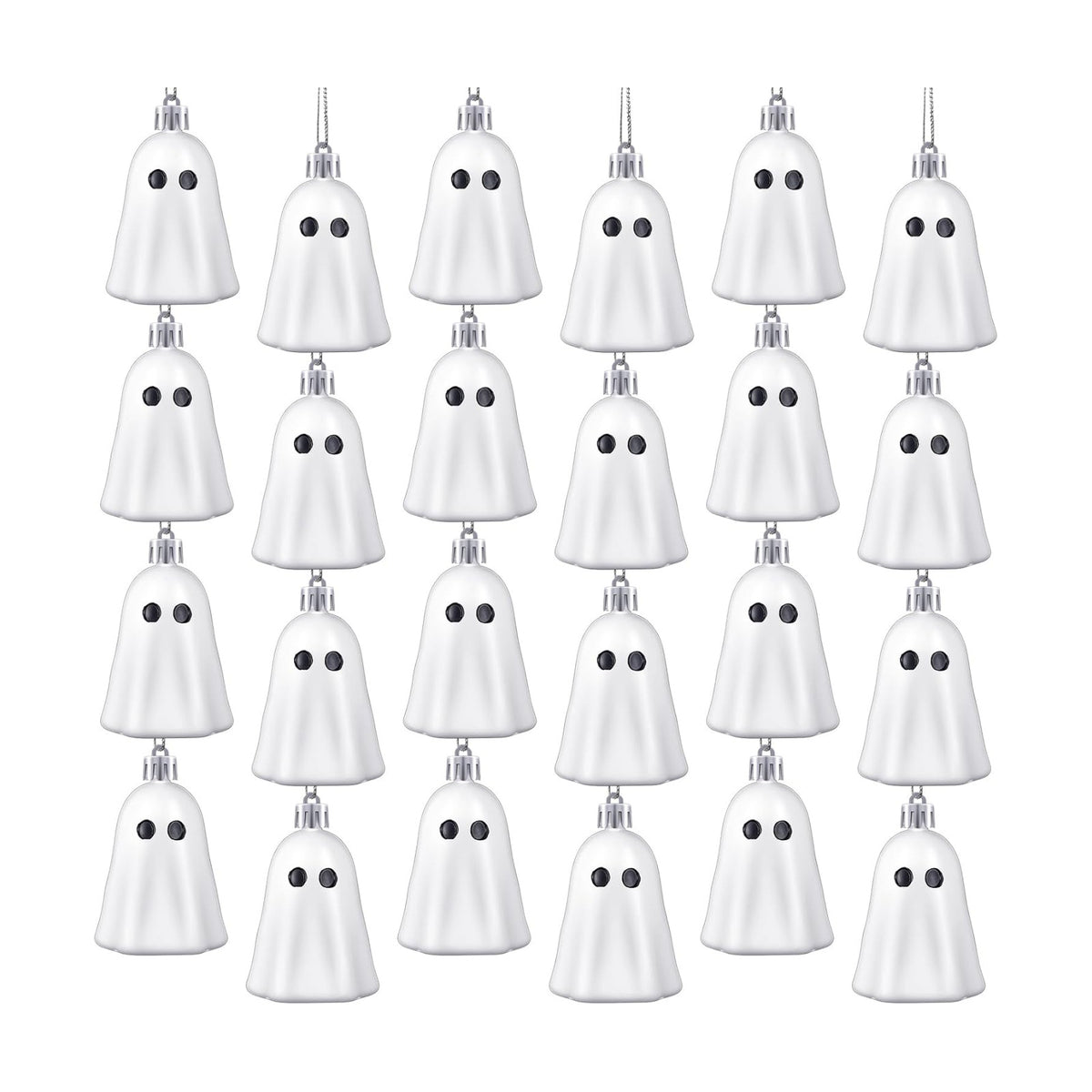 Tigeen 24 Pcs Halloween Tree Ornaments Cute Ghost Tree Decorations White Plastic Halloween Hanging Decoration Decorative Mini Ghost for Home Party Supplies