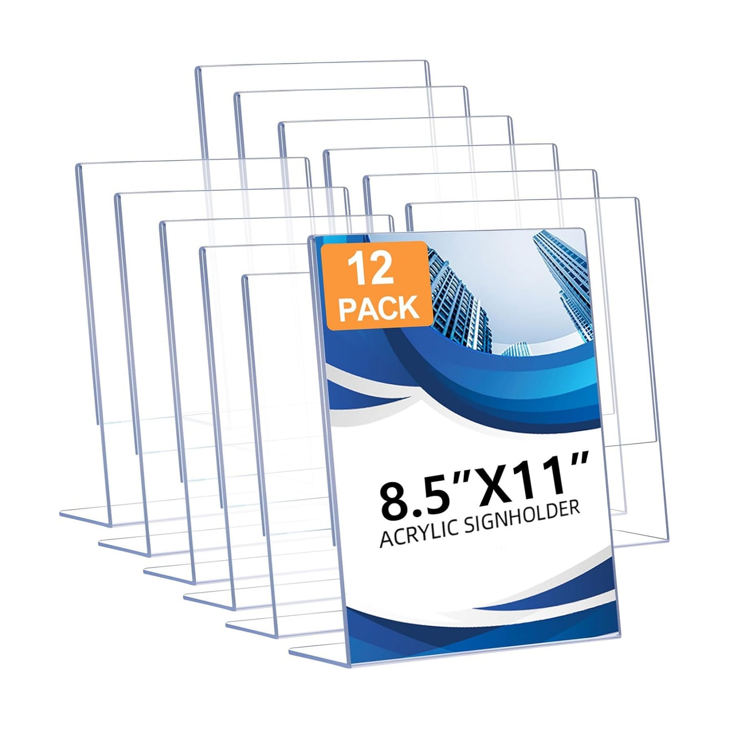 Acrylic Sign Holder / 8.5 x 11 / Vertical / Clear / Set of 12