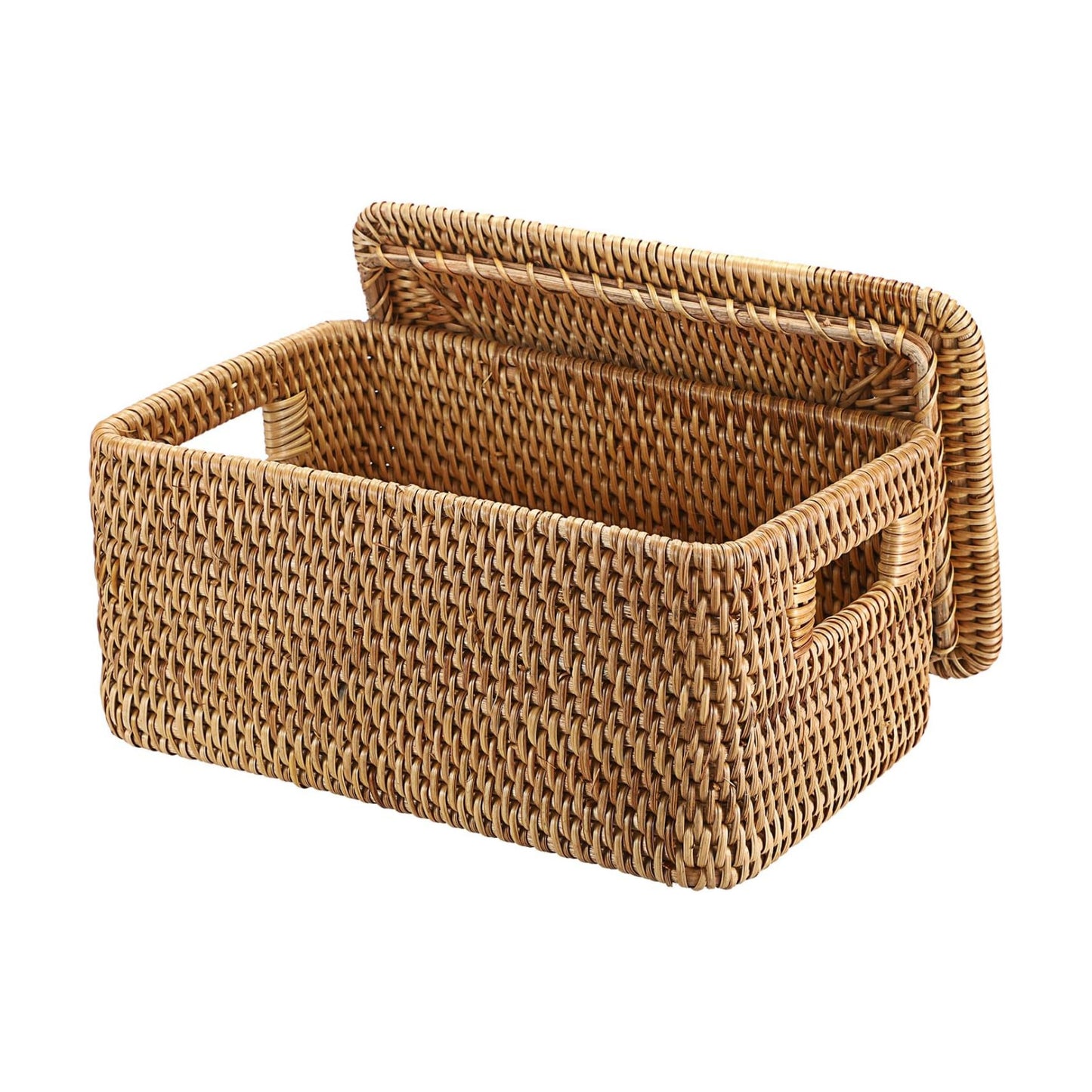 Rattan Basket / 12"L x 7.9"W x 5.9"H / Natural Color
