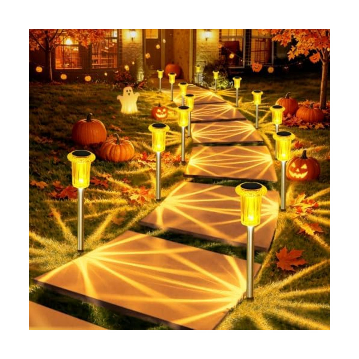 DenicMic Solar Halloween Lights Outdoor 10 Pack Fall Decorations for Home