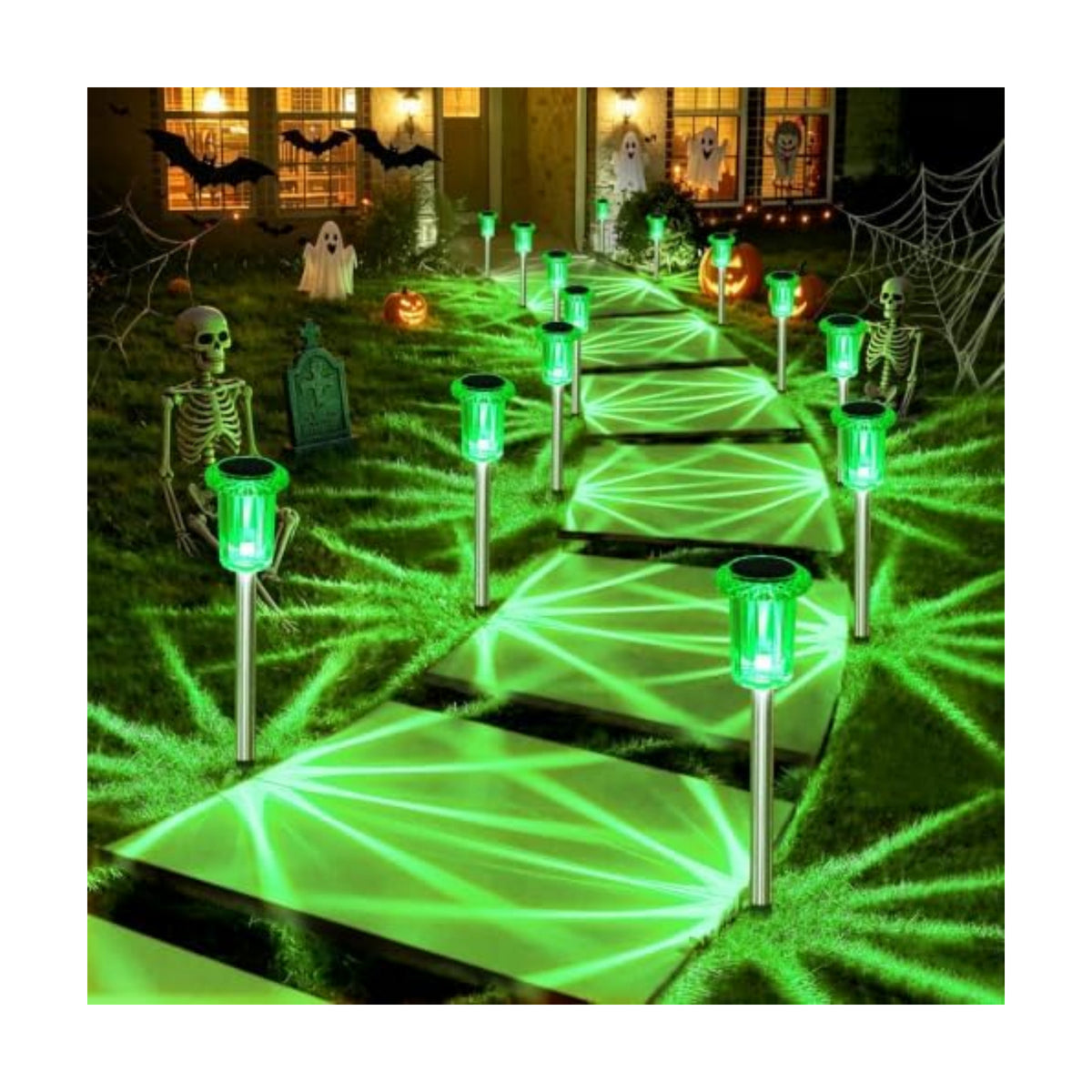 DenicMic Solar Halloween Lights Outdoor Waterproof 10 Pack Halloween Decor