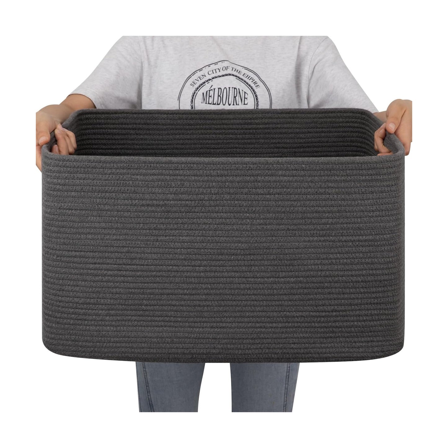 Storage Basket / Blanket Basket / Dark Grey / 22 x 17 x 12