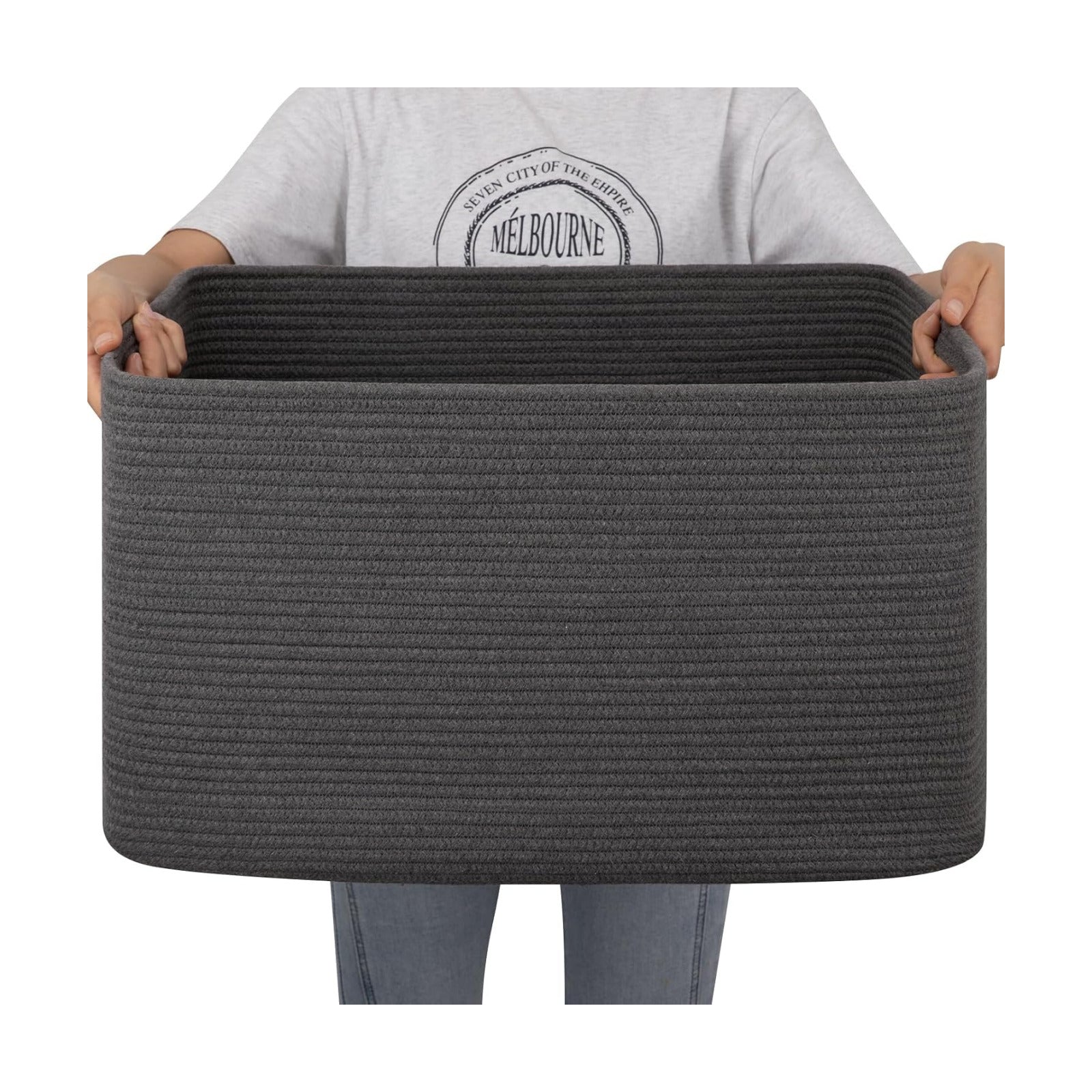 Storage Basket / Blanket Basket / Dark Grey / 22 x 17 x 12
